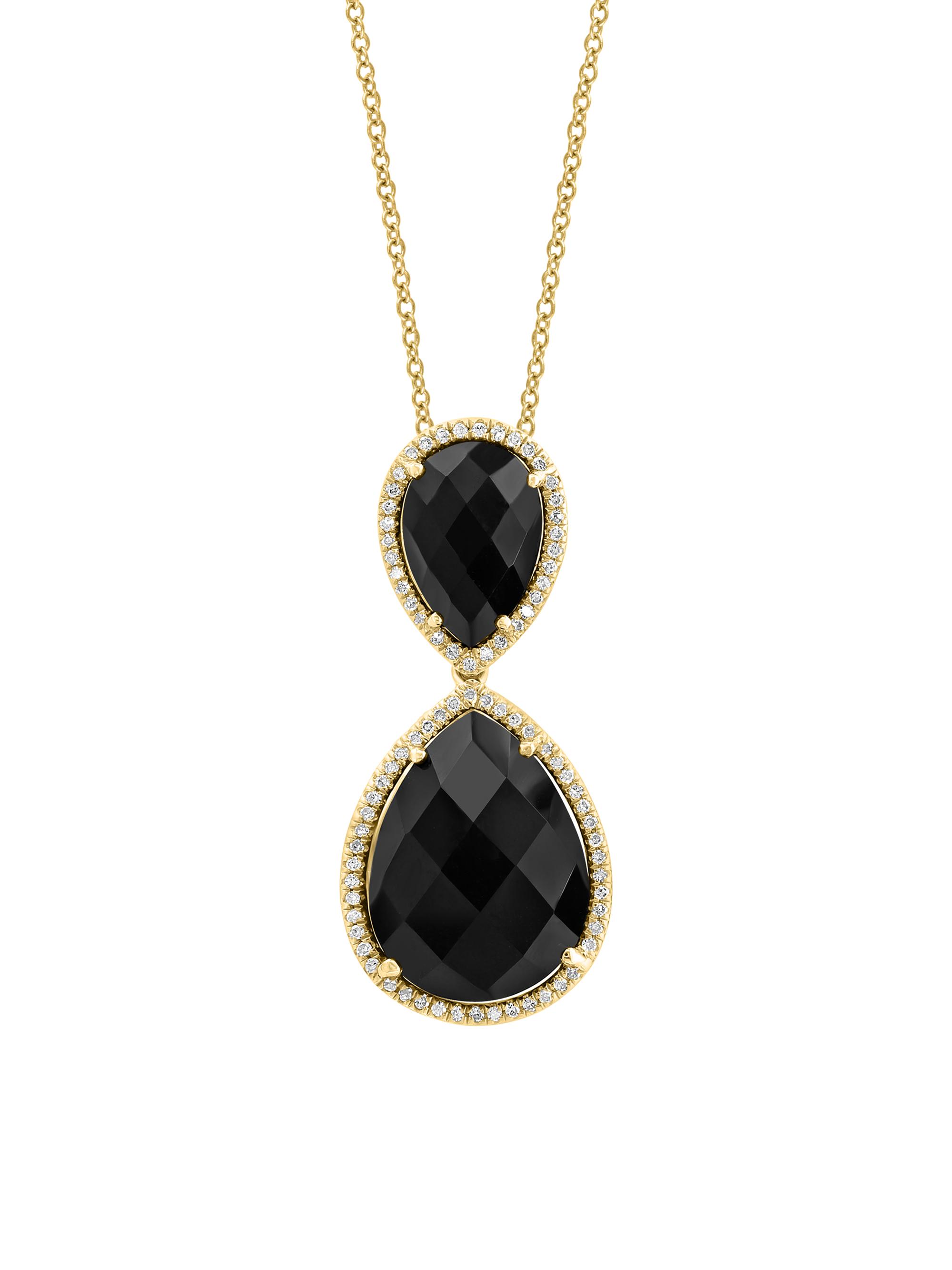 Saks Fifth Avenue Collection Women's 14K Yellow Gold, Onyx & 0.24 TCW Diamond Double-Pendant Necklace - Gold Black