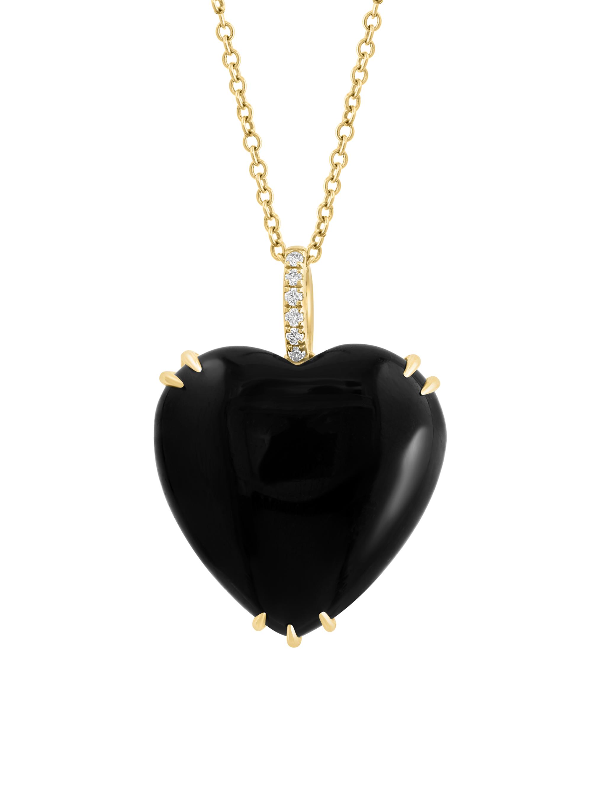 Saks Fifth Avenue Collection Women's 14K Yellow Gold, Onyx & 0.04 TCW Diamond Heart Pendant Necklace - Black