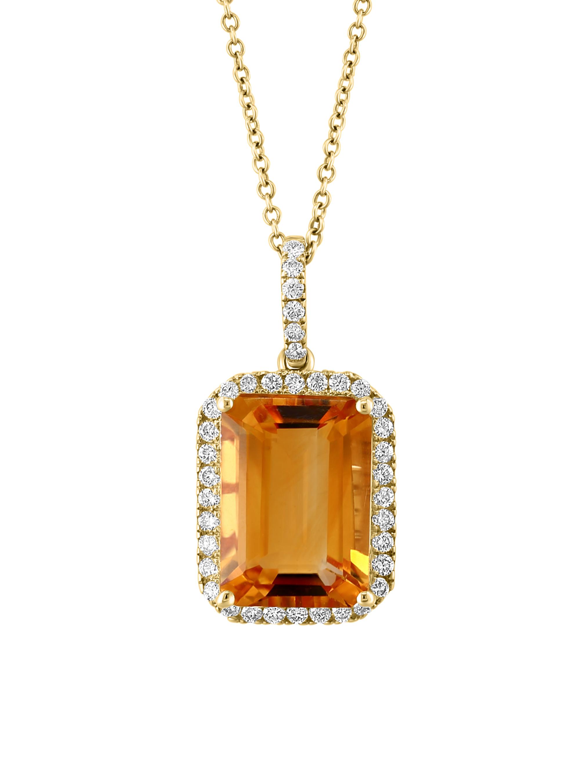 Saks Fifth Avenue Collection Women's 14K Yellow Gold, Citrine & 0.47 TCW Diamond Halo Pendant Necklace - Gold