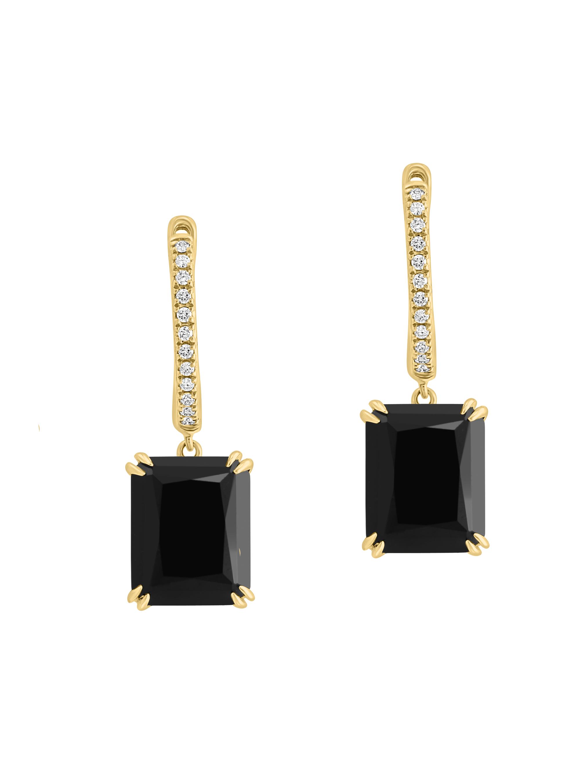 Saks Fifth Avenue Collection Women's 14K Yellow Gold, Onyx & 0.09 TCW Diamond Drop Earrings - Gold