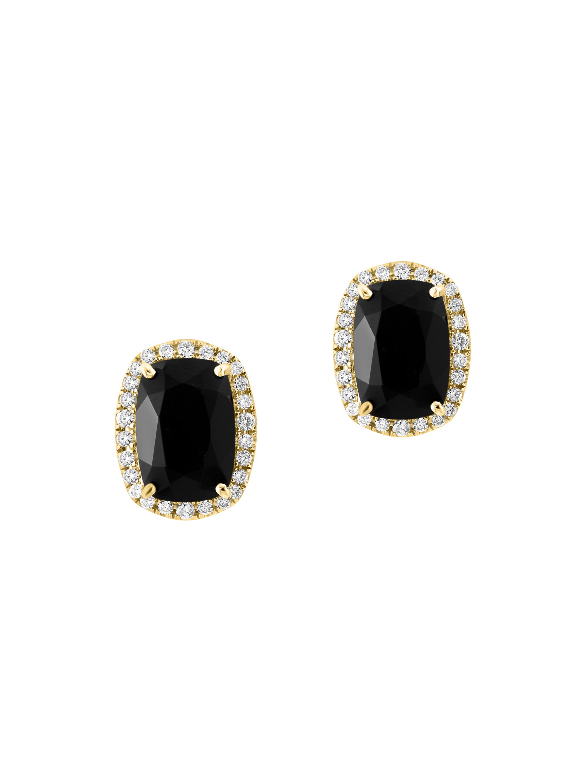 Saks Fifth Avenue Collection Women's 14K Yellow Gold, Onyx & 0.31 TCW Diamond Halo Stud Earrings - Gold Black