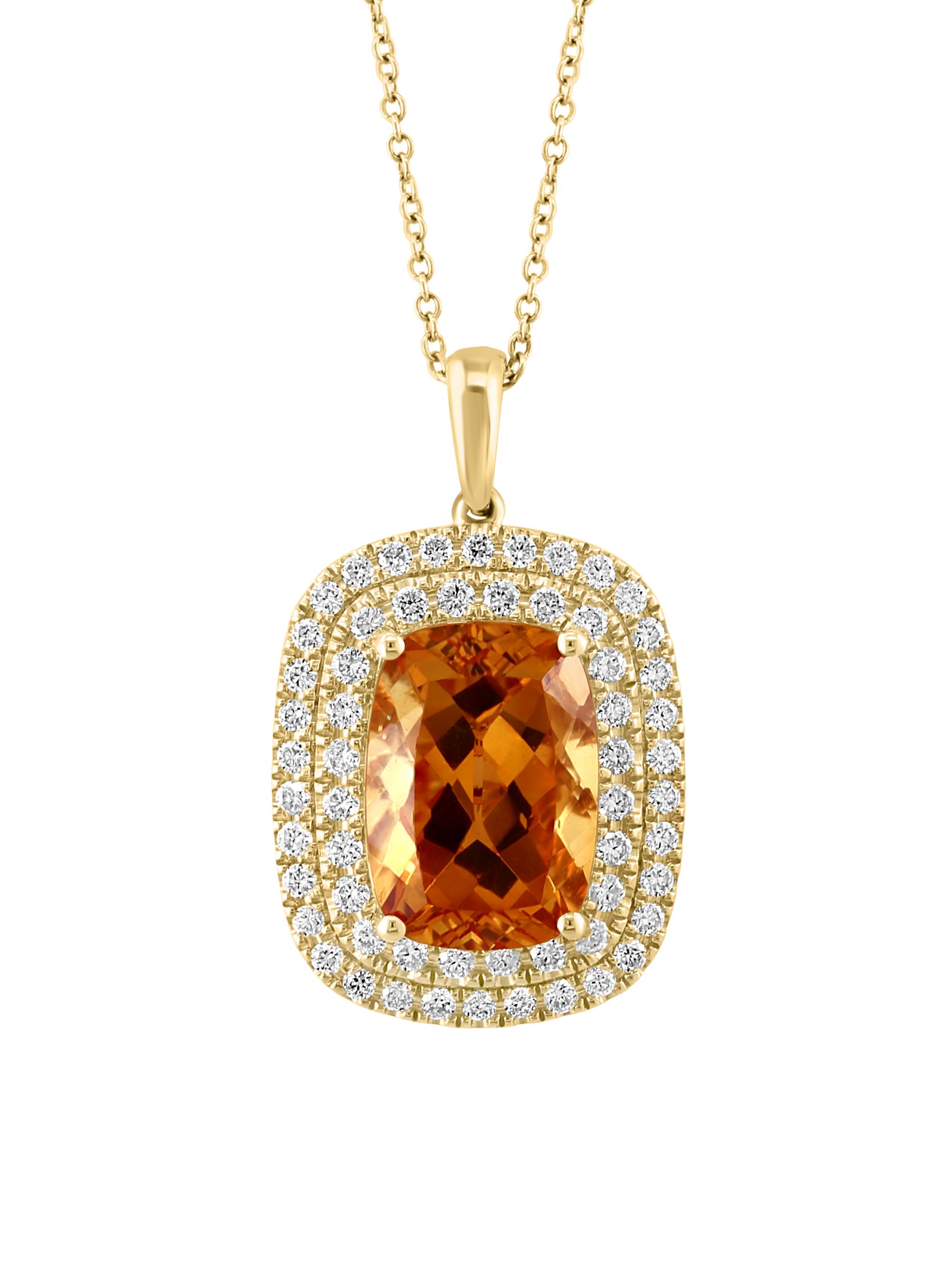 Saks Fifth Avenue Collection Women's 14K Yellow Gold, Citrine & 0.97 TCW Diamond Halo Pendant Necklace - Gold