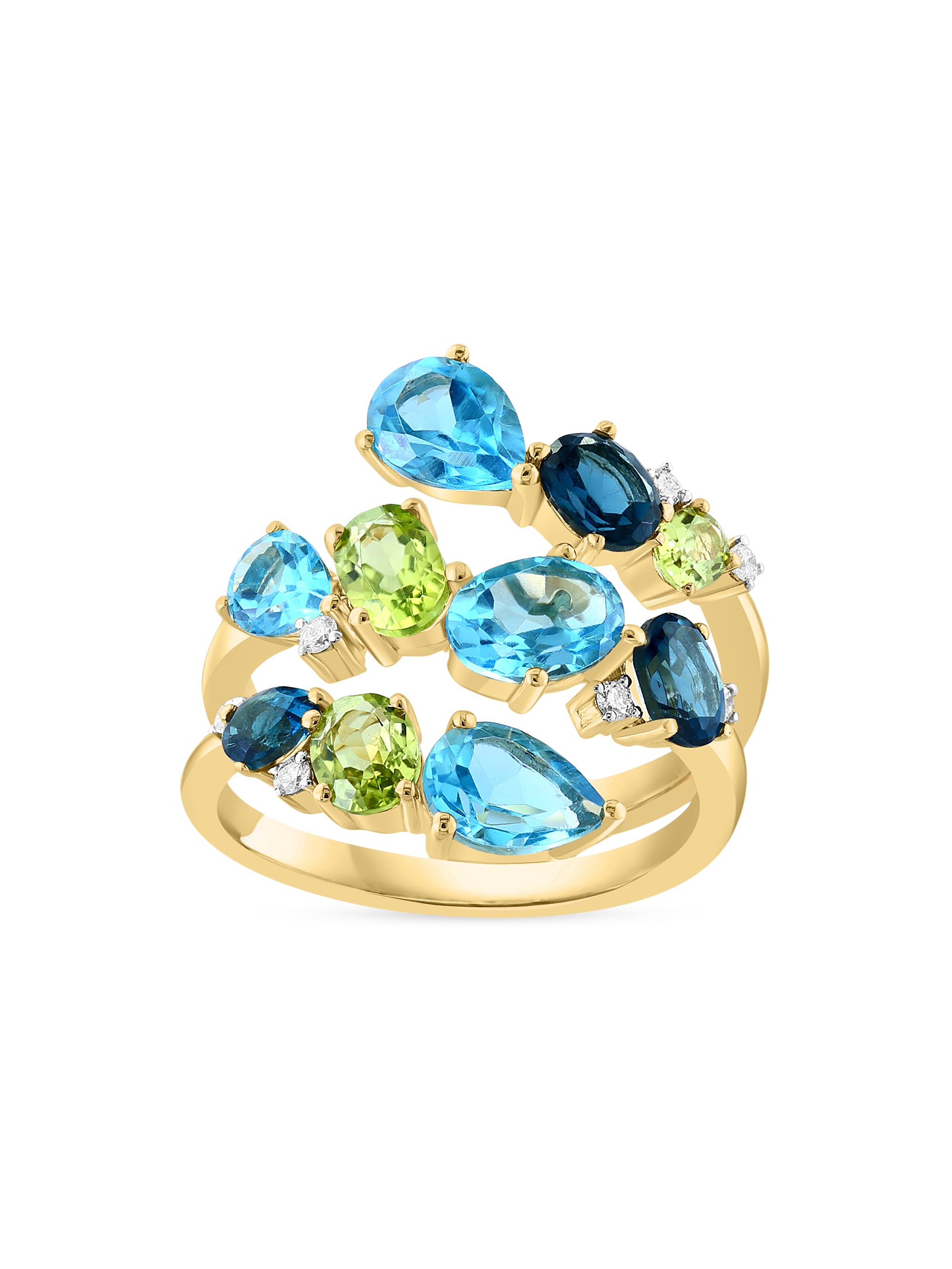 Saks Fifth Avenue Collection Women's 14K Yellow Gold & Multi-Gemstone Spiral Ring - Blue