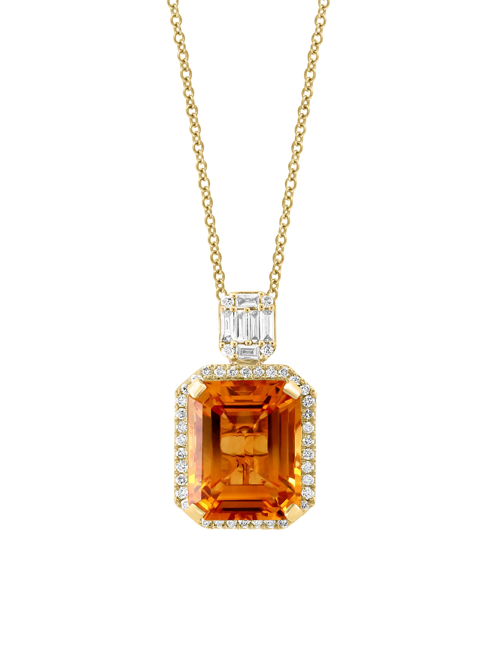 Saks Fifth Avenue Collection Women's 14K Yellow Gold, Citrine & 0.24 TCW Diamond Halo Pendant Necklace - Gold