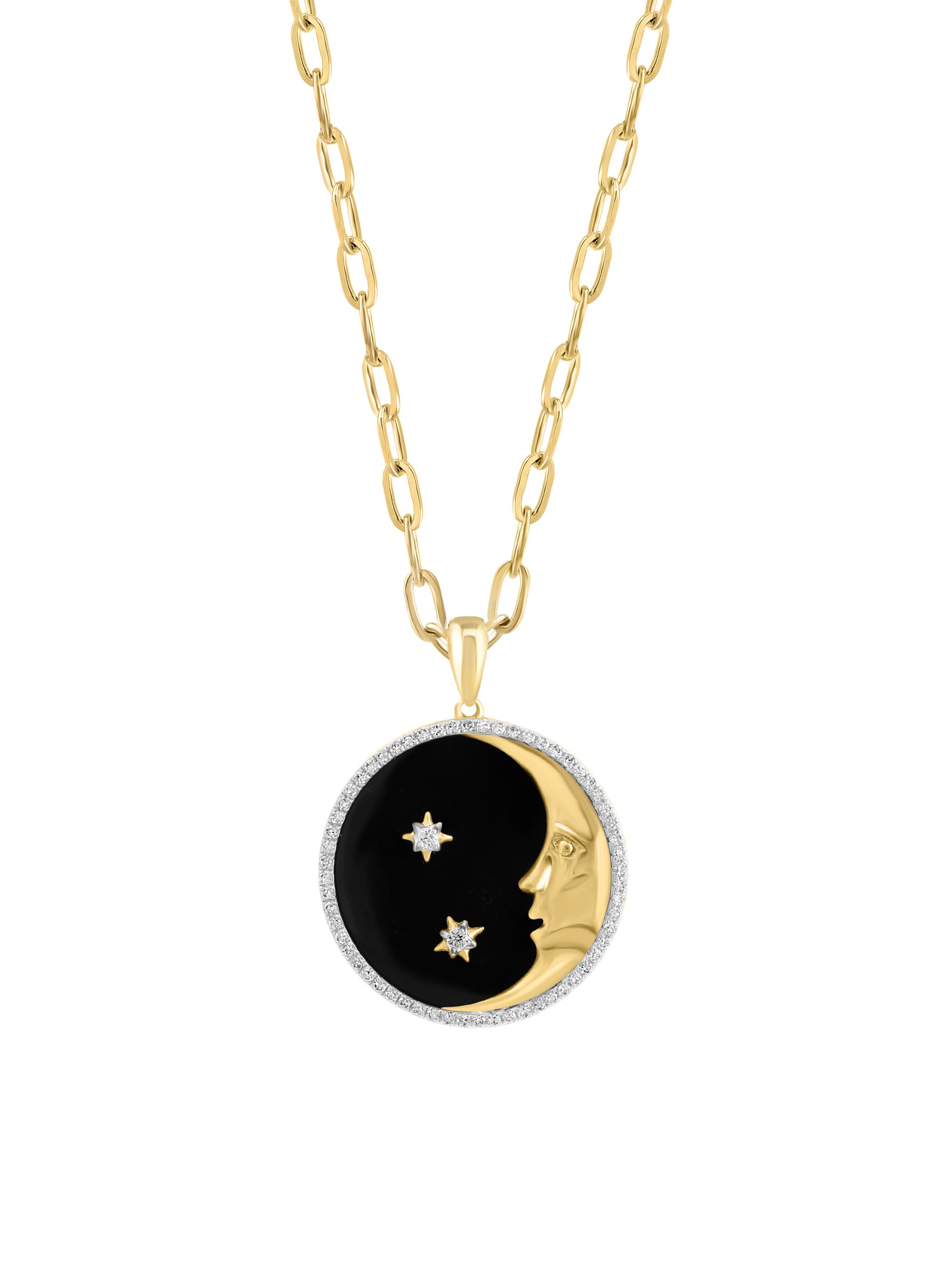 Saks Fifth Avenue Collection Women's 14K Yellow Gold, Onyx & 0.19 TCW Diamond Moon & Star Pendant Necklace - Gold