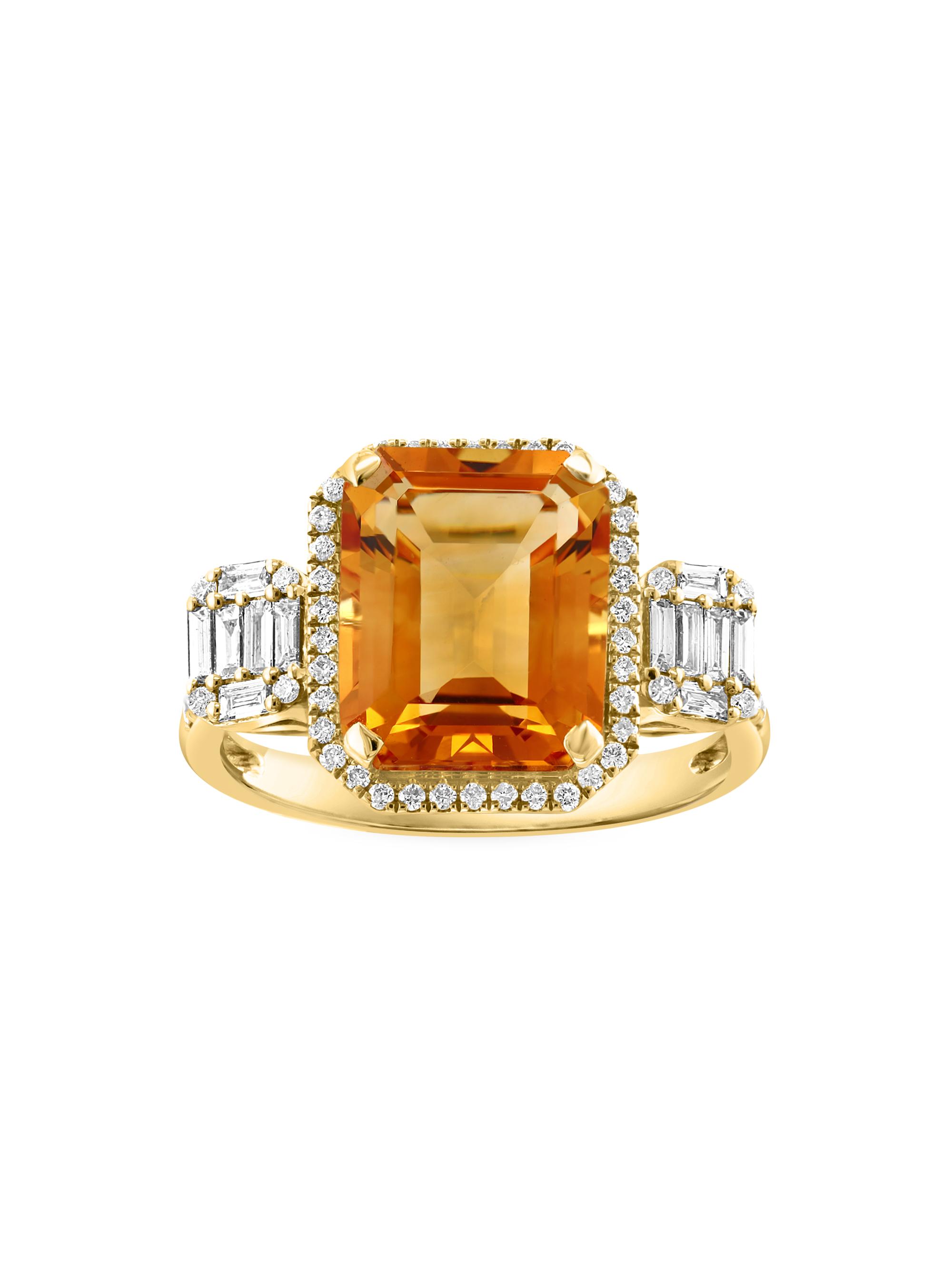 Saks Fifth Avenue Collection Women's 14K Yellow Gold, Citrine & 0.43 TCW Diamond Ring - Citrine