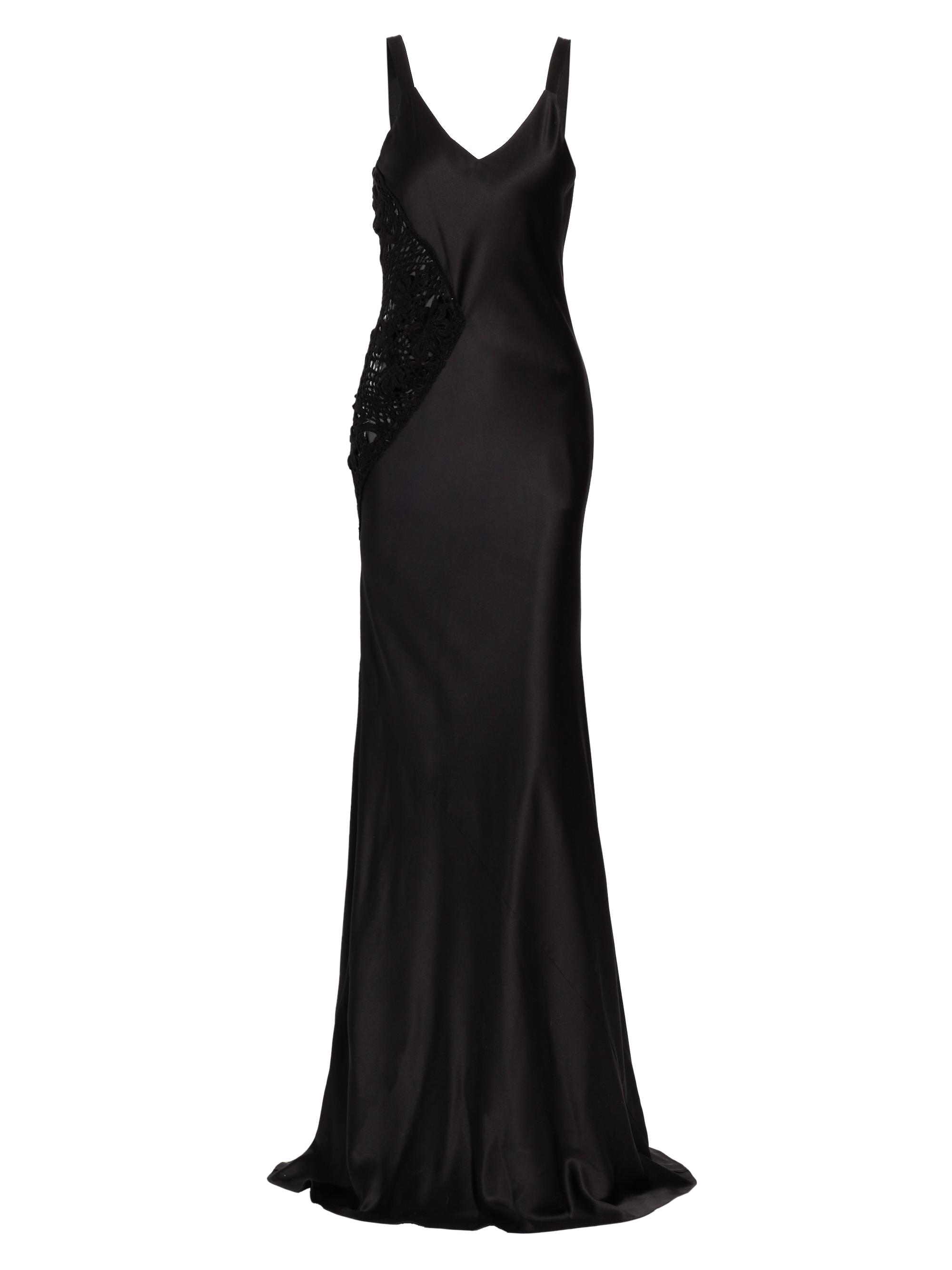 Alejandra Alonso Rojas Women's Crochet Inset Charmeuse Gown - Black