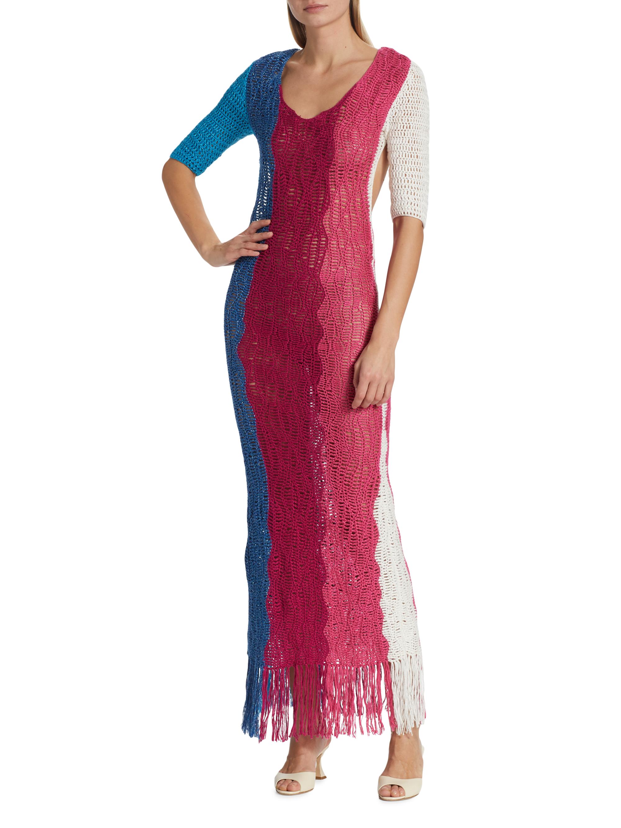 Alejandra Alonso Rojas Colorblocked Crocheted Maxi Dress | Saks Fifth Avenue