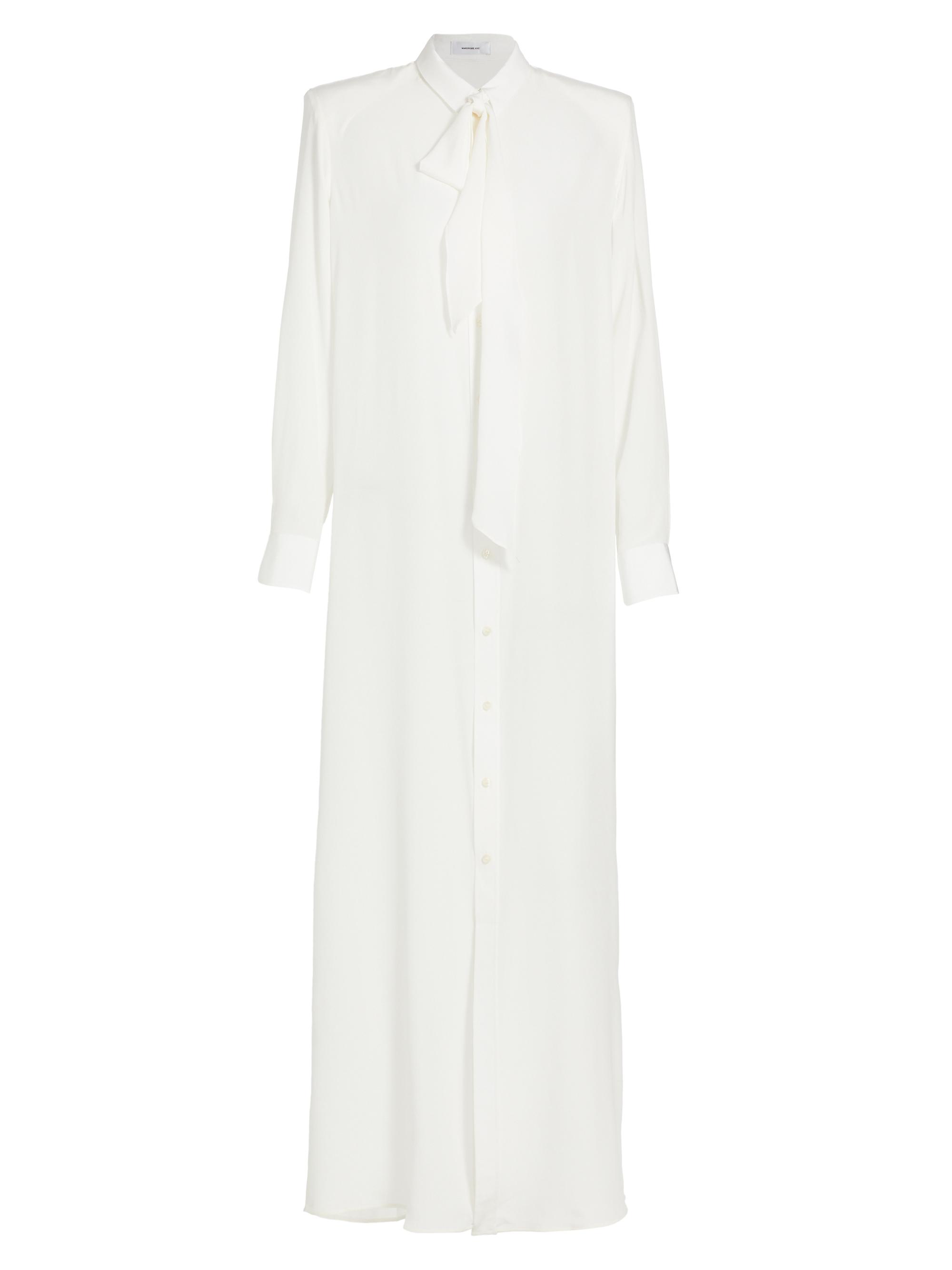 WARDROBE.NYC Women's Scarf Neck Silk Maxi Dress - White