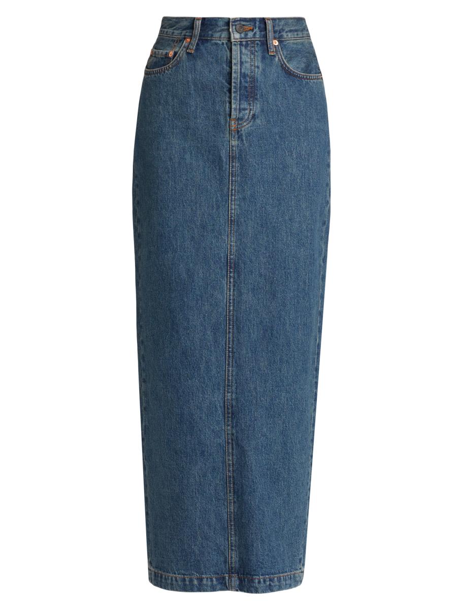 スカート WARDROBE NYC SS24 'Column' denim skirt (W2097PC INDIGO) WARDROBE.NYC Cotton Denim Midi-Skirt | Saks Fifth Avenue