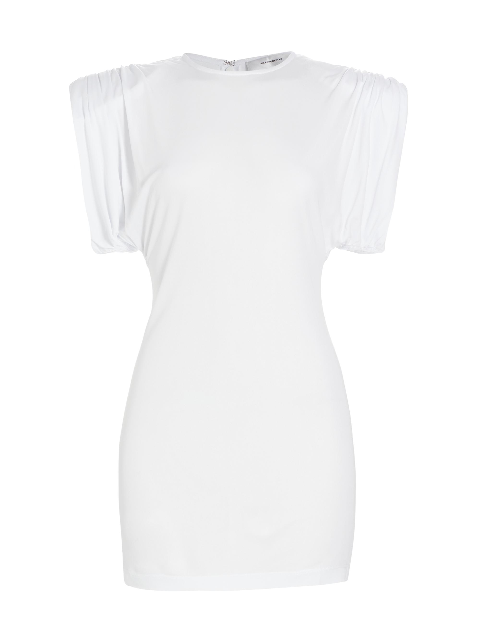 WARDROBE.NYC Women's Gathered-Cap Sleeve Sheath Minidress - White