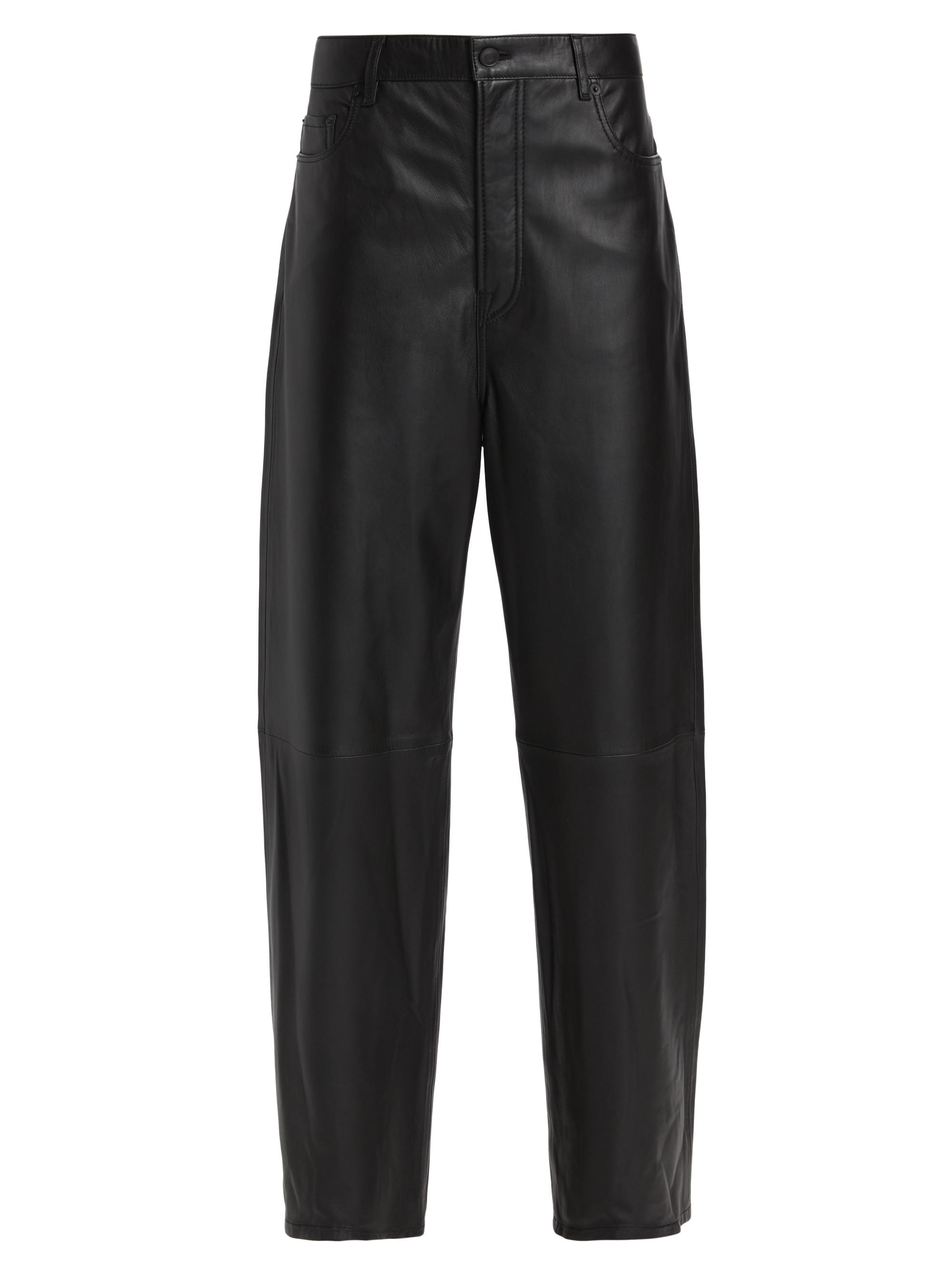WARDROBE.NYC Women's Leather Wide-Leg Pants - Black
