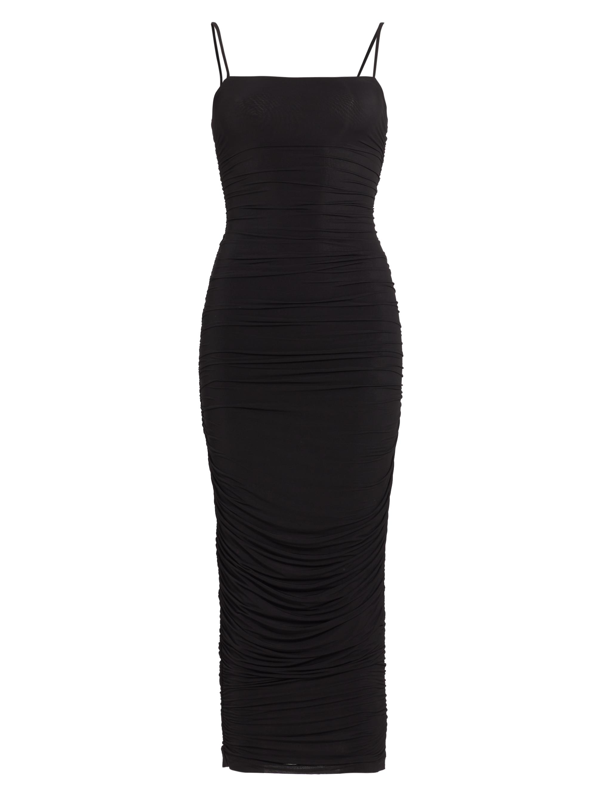 WARDROBE.NYC Women's Ruched Slip Midi-Dress - Black