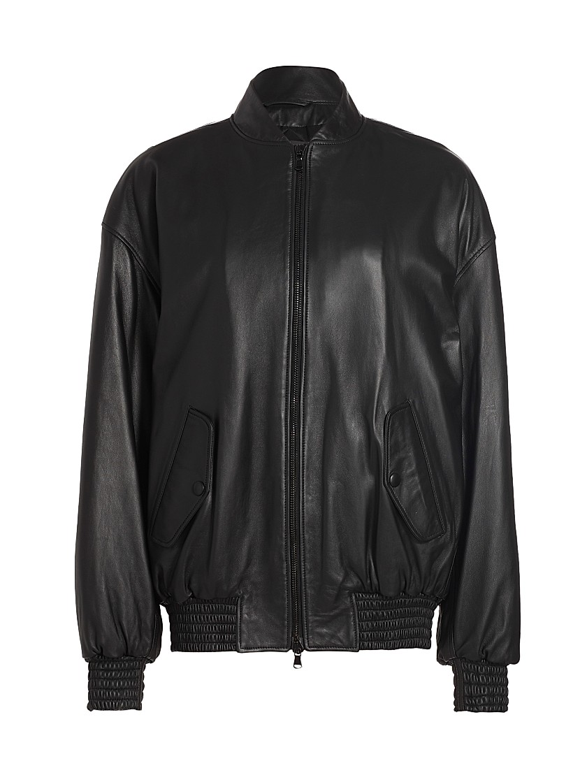 Shop WARDROBE.NYC Oversized Leather Bomber Jacket | Saks Shop WARDROBE.NYC Oversized Leather Bomber Jacket | Saks