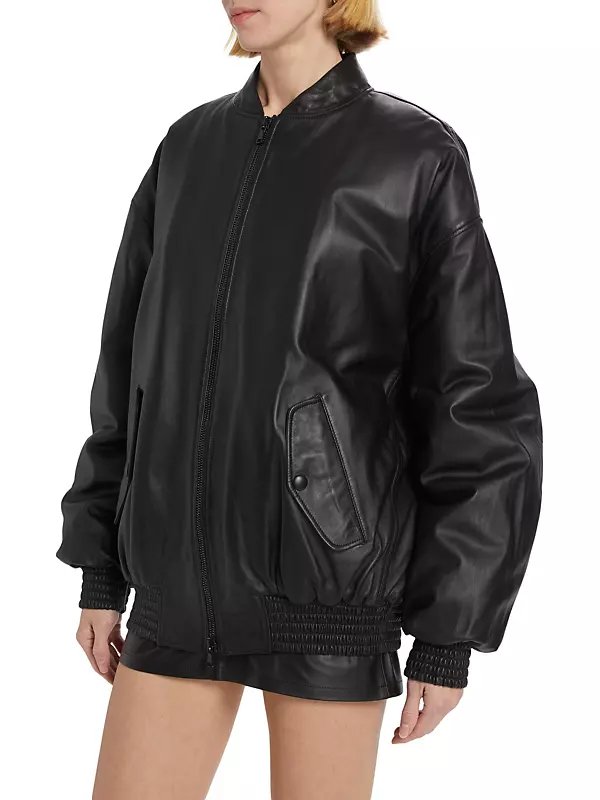 Shop WARDROBE.NYC Oversized Leather Bomber Jacket | Saks Fifth Avenue