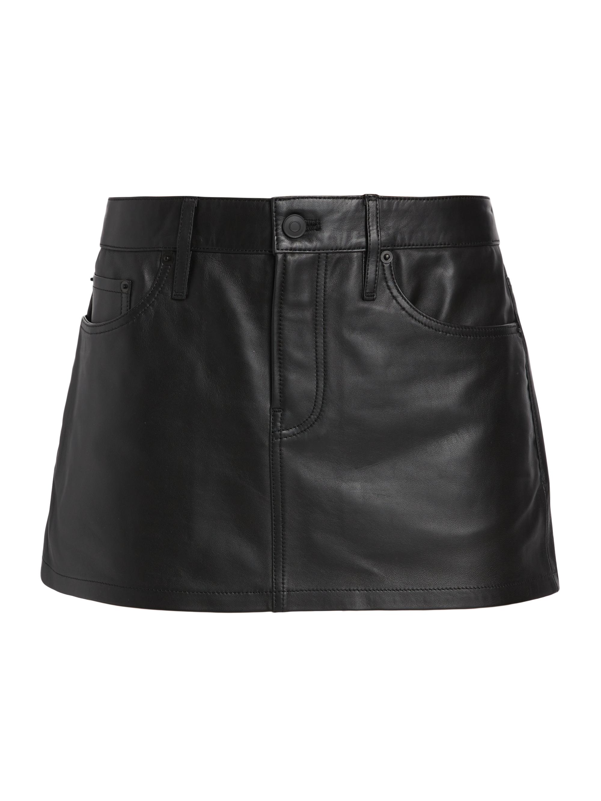 WARDROBE.NYC Women's Leather Five-Pocket Miniskirt - Black