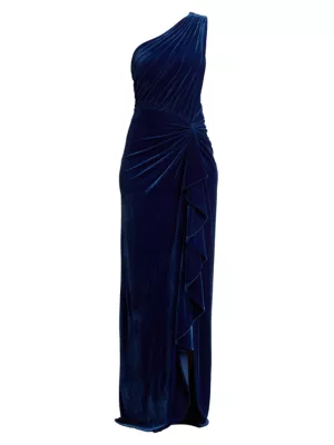 Tadashi Shoji Velvet Draped One-Shoulder Gown | Saks Fifth Avenue
