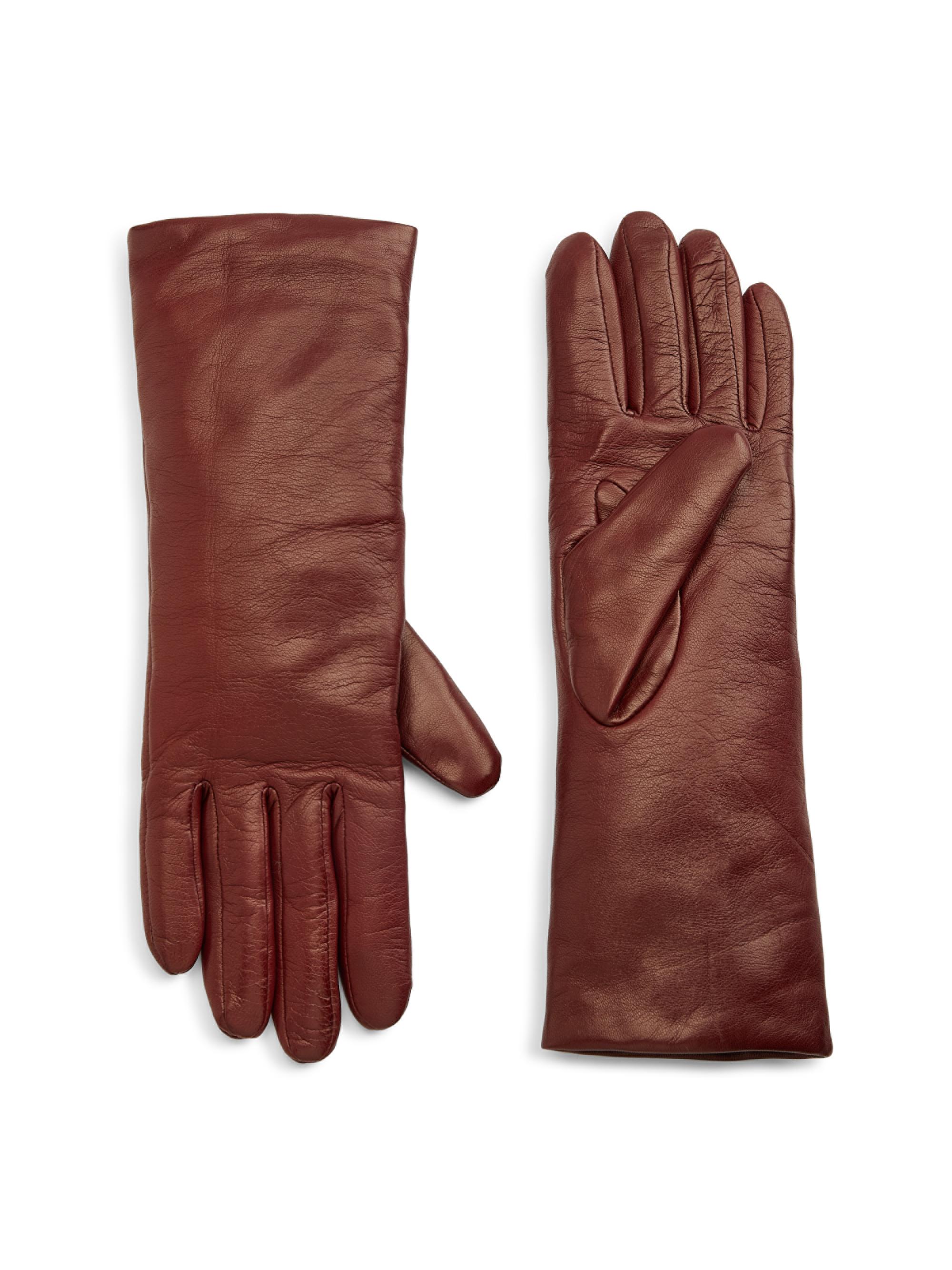 Saks Fifth Avenue Women's COLLECTION Cashmere-Lined Leather Gloves - Burgandy