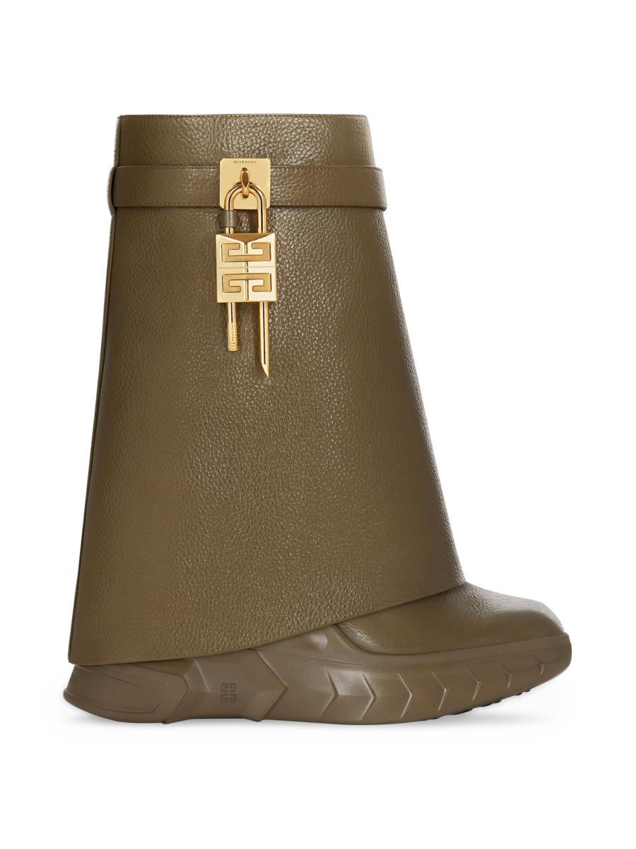 Givenchy Shark Lock Biker Ankle Boot in Grained Leather