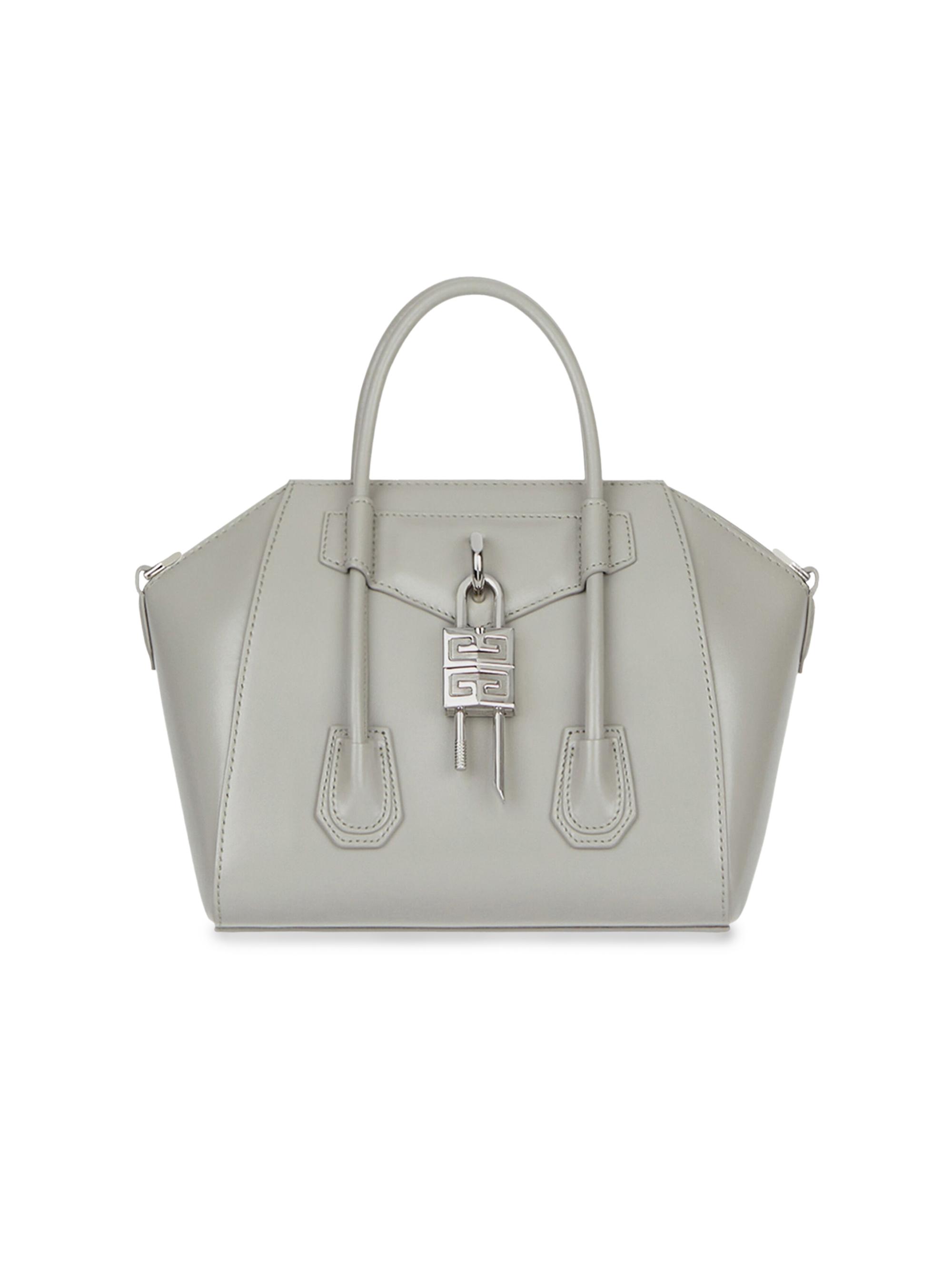 Givenchy Women's Mini Antigona Lock Leather Satchel - Light Grey