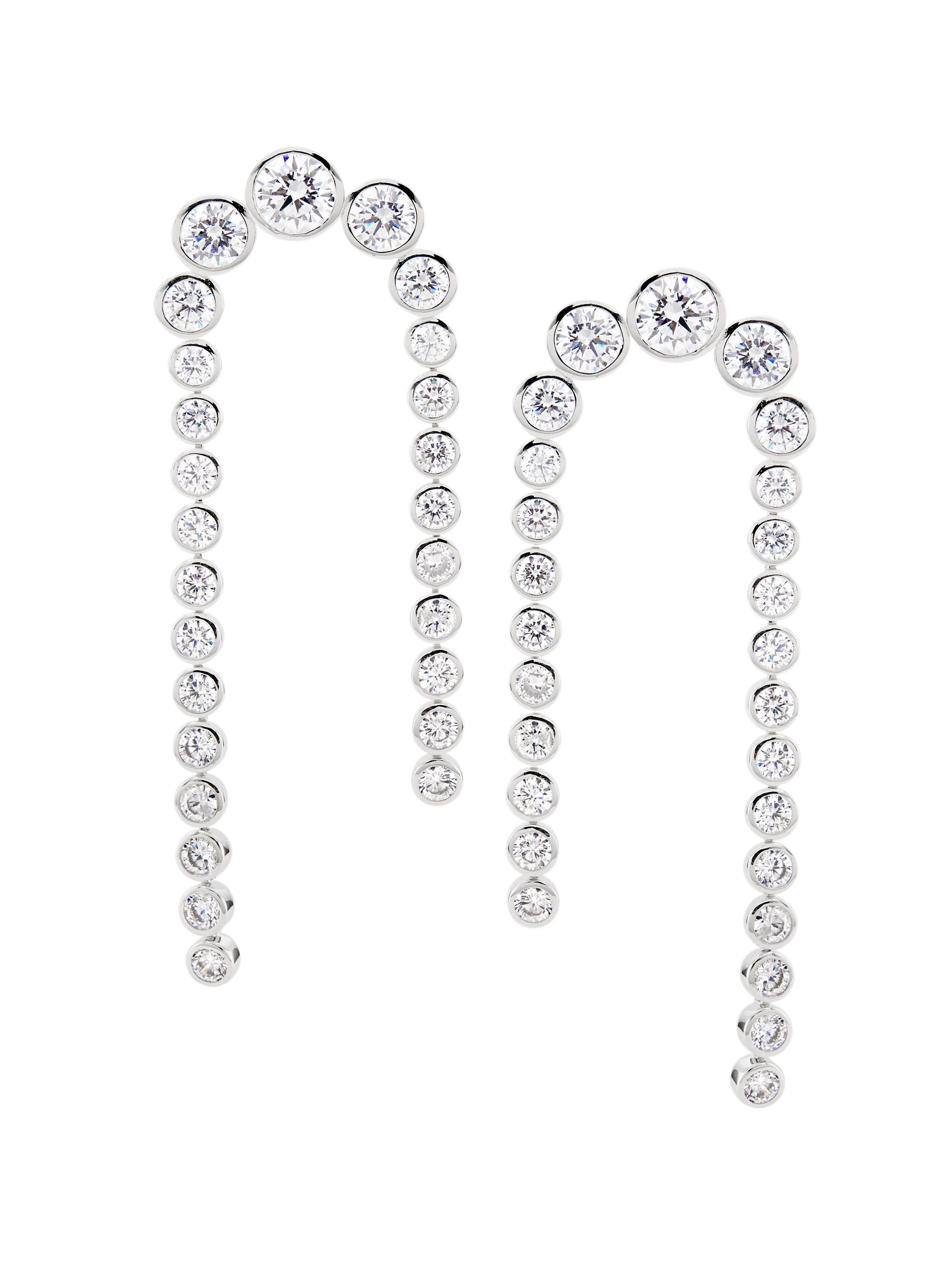 Adriana Orsini Women's Basel Rhodium-Plated & Cubic Zirconia Linear Double-Drop Earrings - Silver