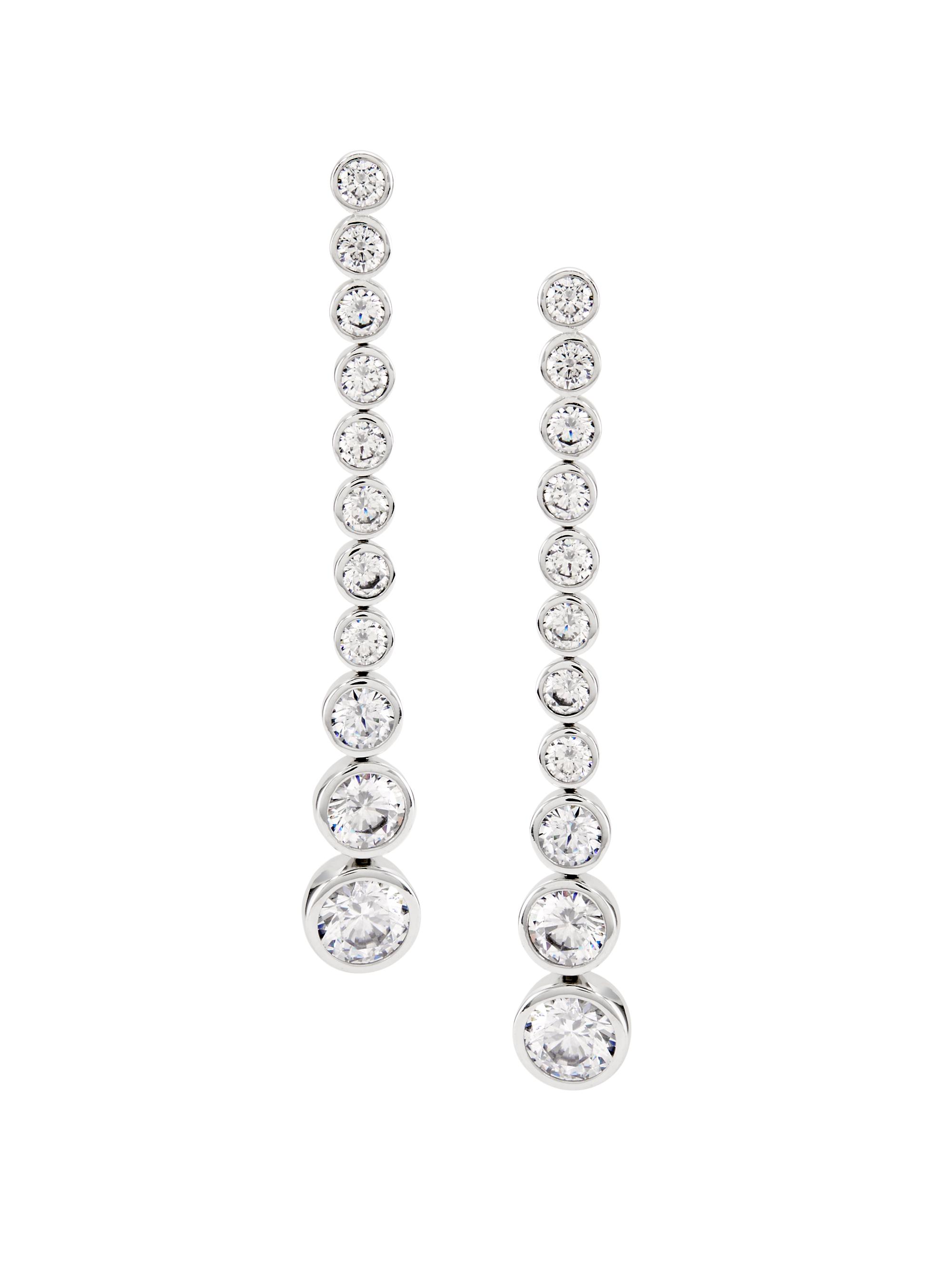 Adriana Orsini Women's Basel Rhodium-Plated & Cubic Zirconia Linear Drop Earrings - Silver