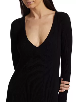 Shop Co Ribbed Long-Sleeve Dress | Saks Fifth Avenue