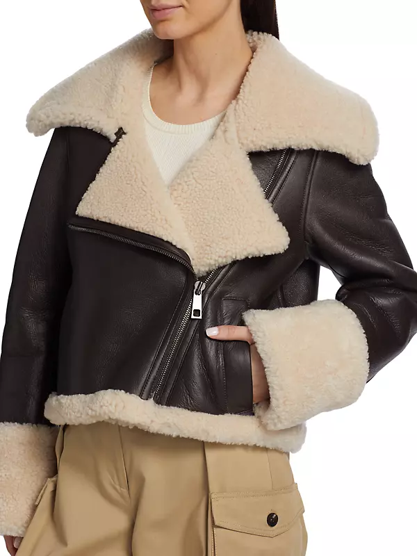 Shop Co Shearling Cropped Jacket | Saks Fifth Avenue