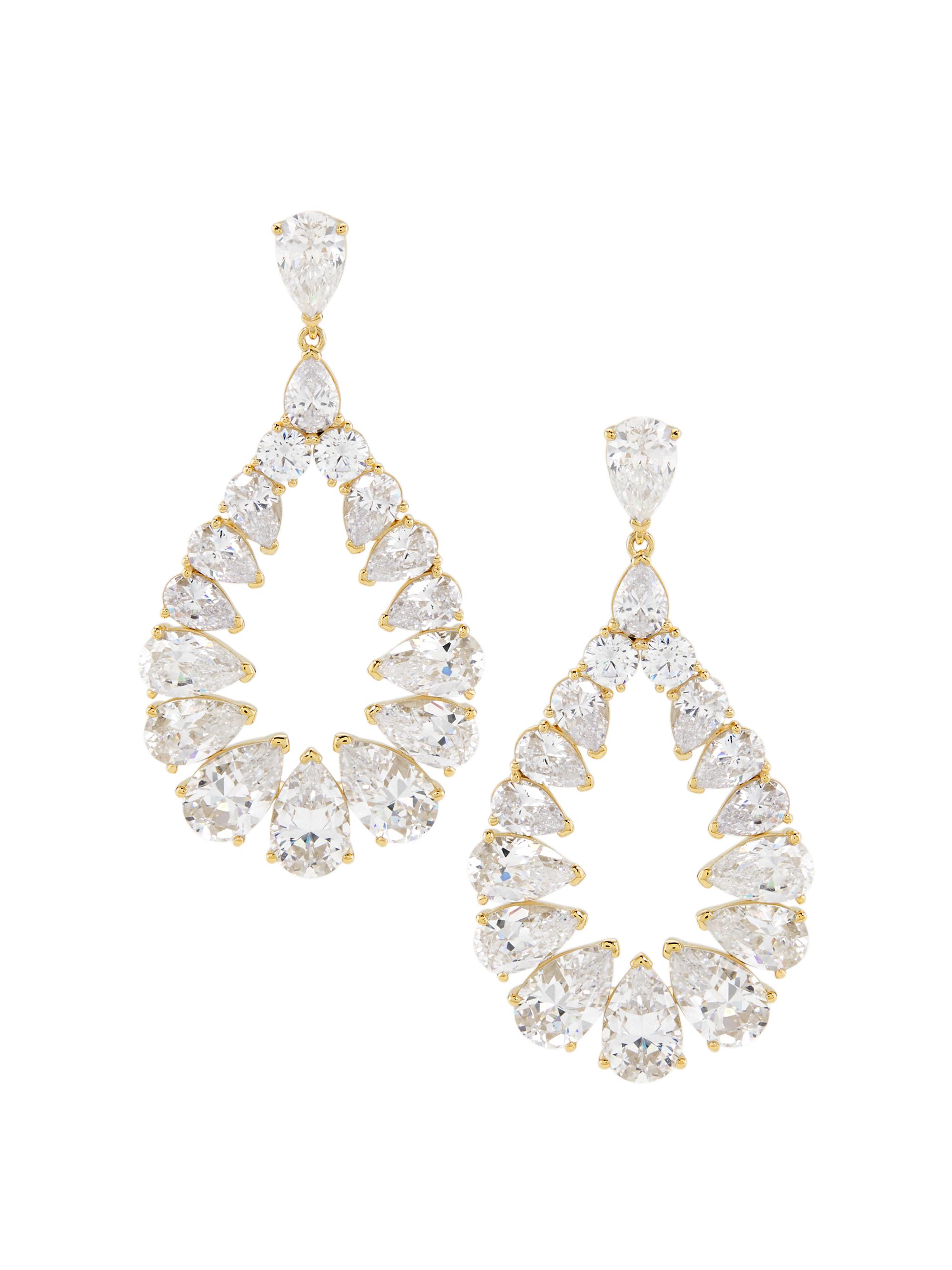 Adriana Orsini Women's Feliz 18K Gold-Plated & Cubic Zirconia Pear Drop Earrings - Gold