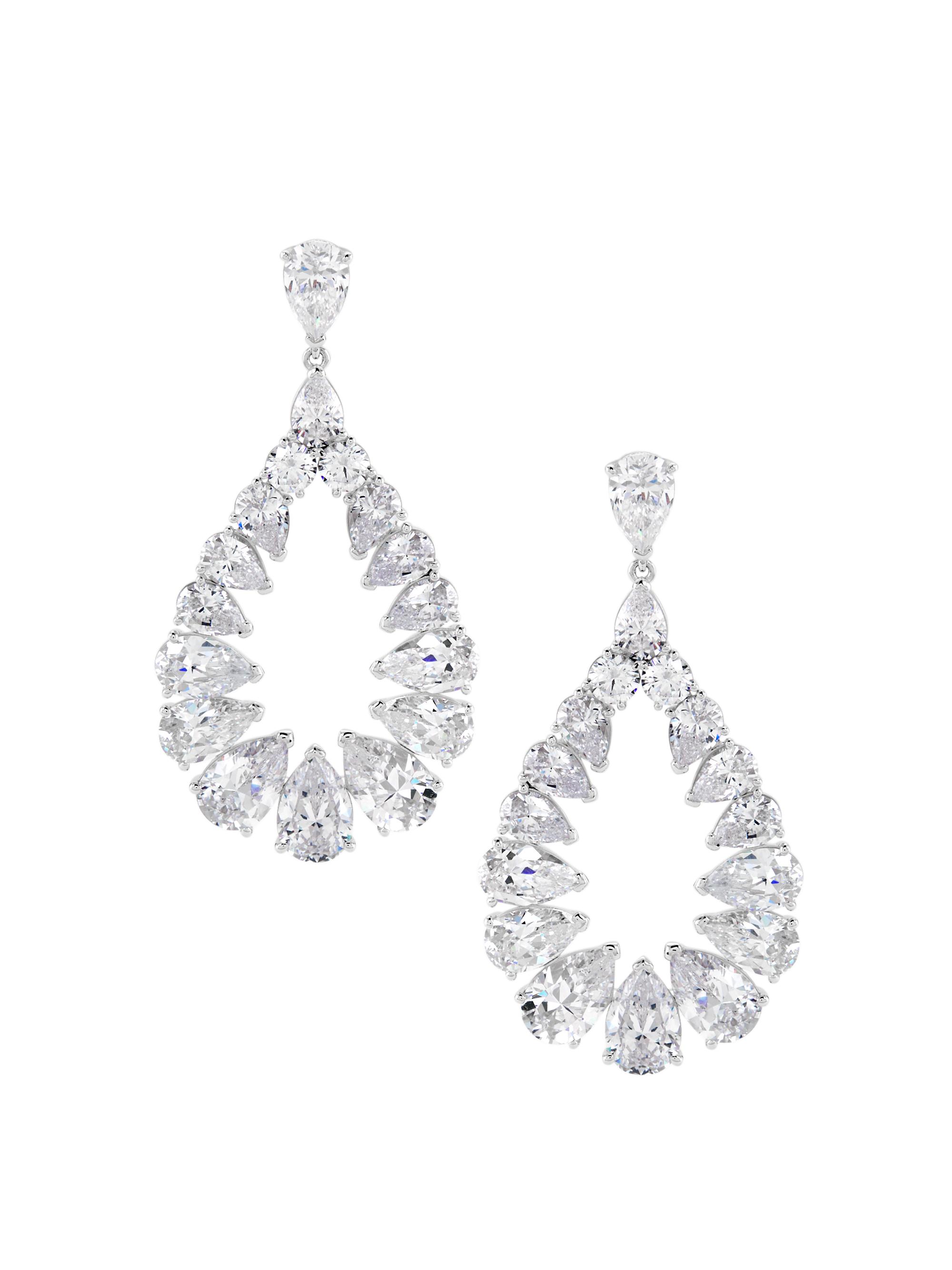 Adriana Orsini Women's Feliz Sterling SIlver & Cubic Zirconia Pear Drop Earrings - Silver