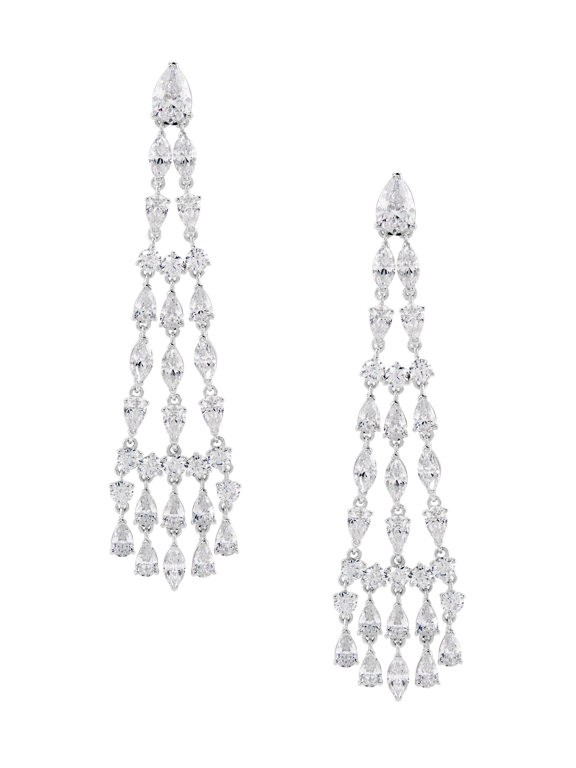 Adriana Orsini Women's Feliz Sterling Silver & Cubic Zirconia Linear Chandelier Earrings - Silver