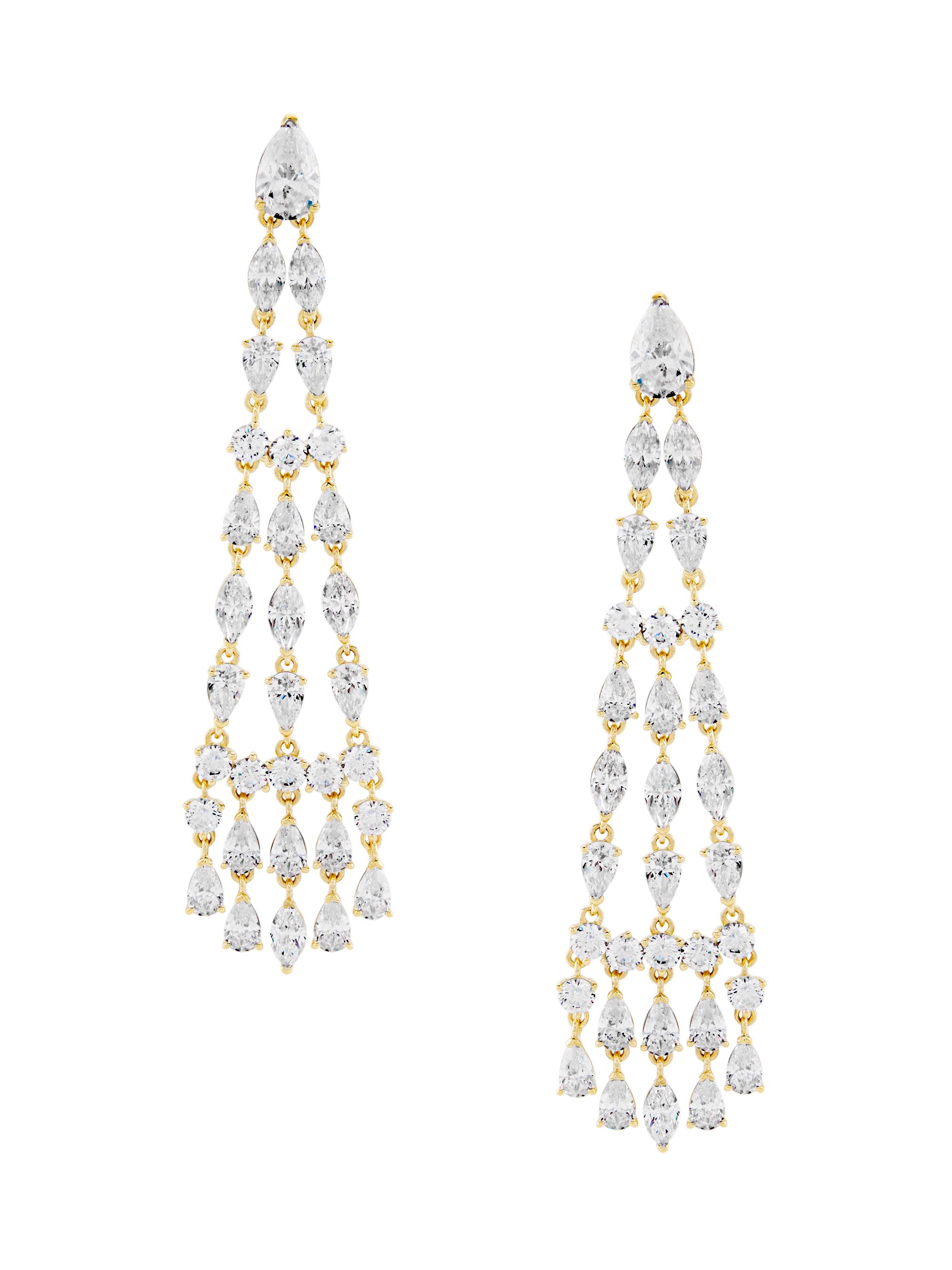 Adriana Orsini Women's Feliz Sterling Silver & Cubic Zirconia Linear Chandelier Earrings - Gold