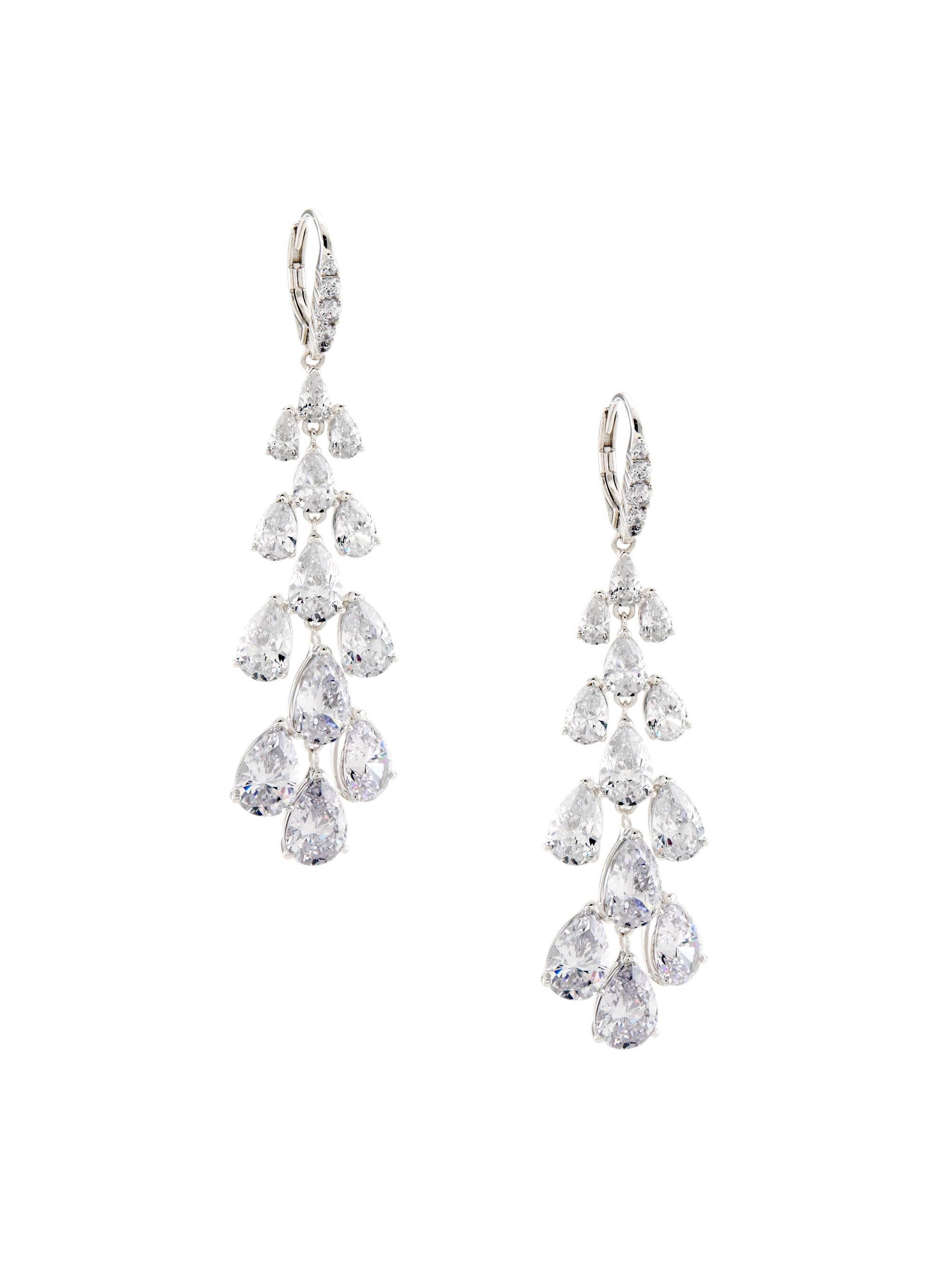 Adriana Orsini Women's Feliz Sterling Silver & Cubic Zirconia Linear Drop Earrings - Silver