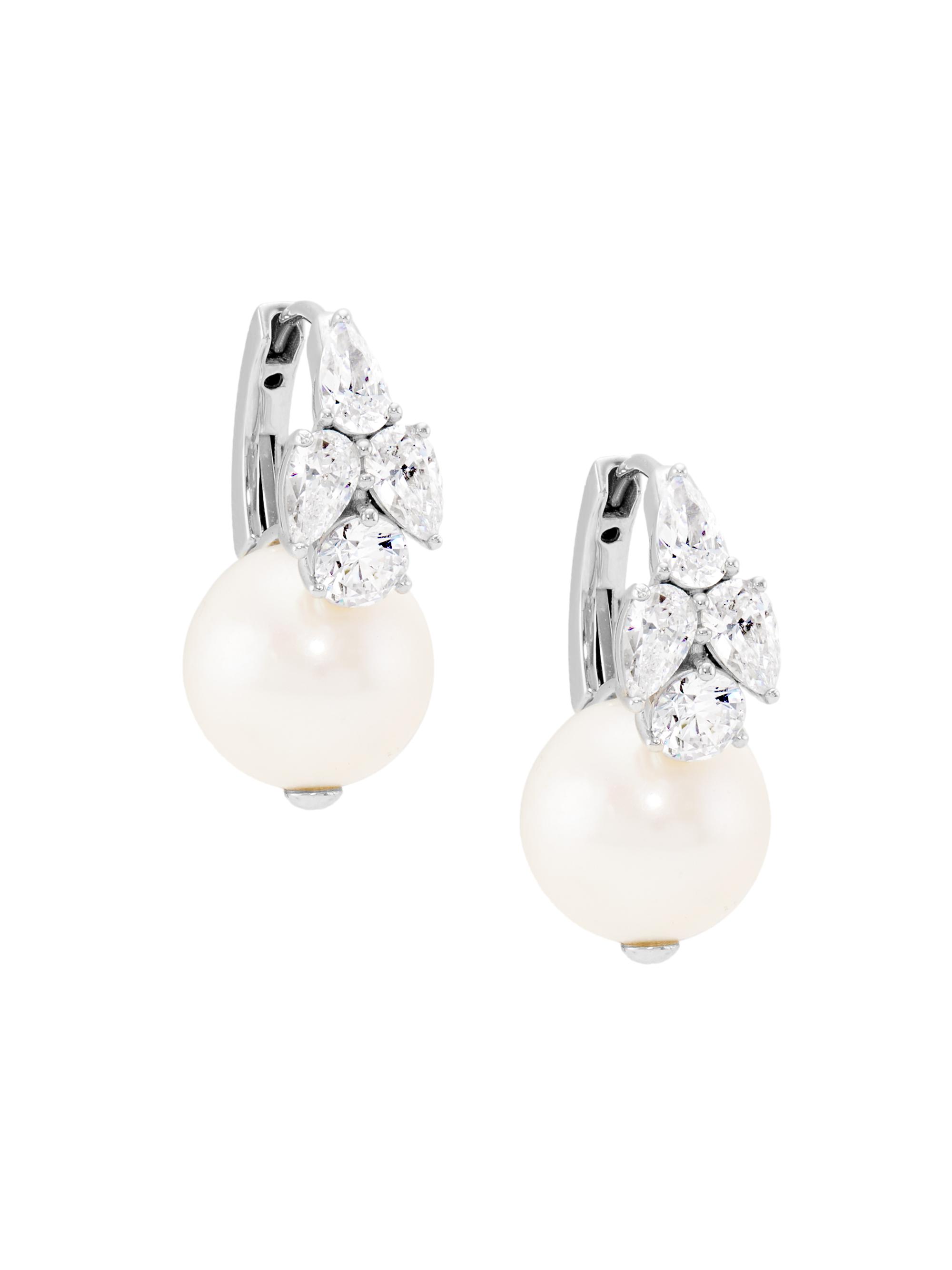 Adriana Orsini Women's Versailles Rhodium-Plated, Cubic Zirconia & Cultured Freshwater Pearl Drop Earrings - Silver