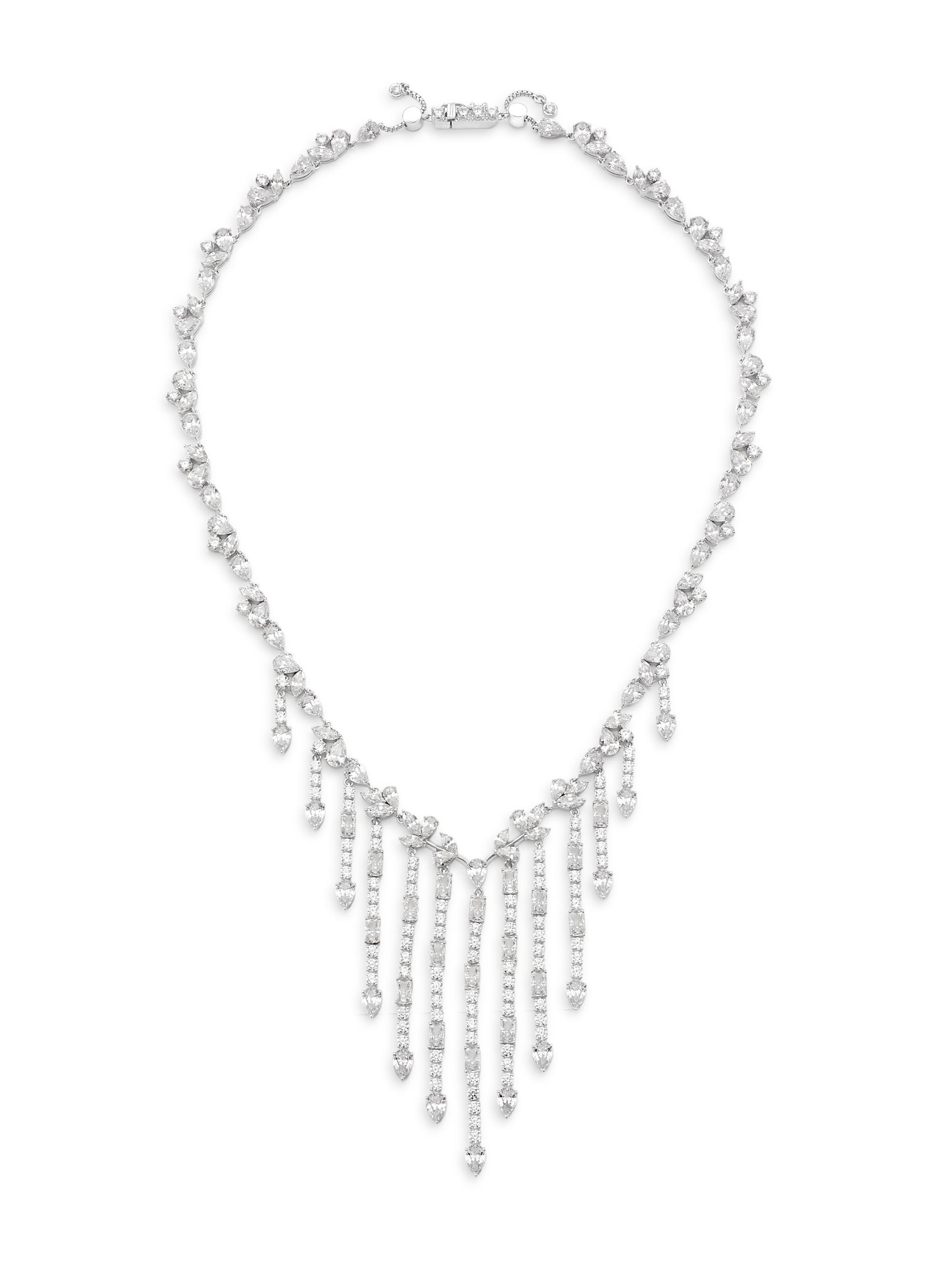 Adriana Orsini Women's Versailles Sterling Silver & Cubic Zirconia Fringe Necklace - Silver