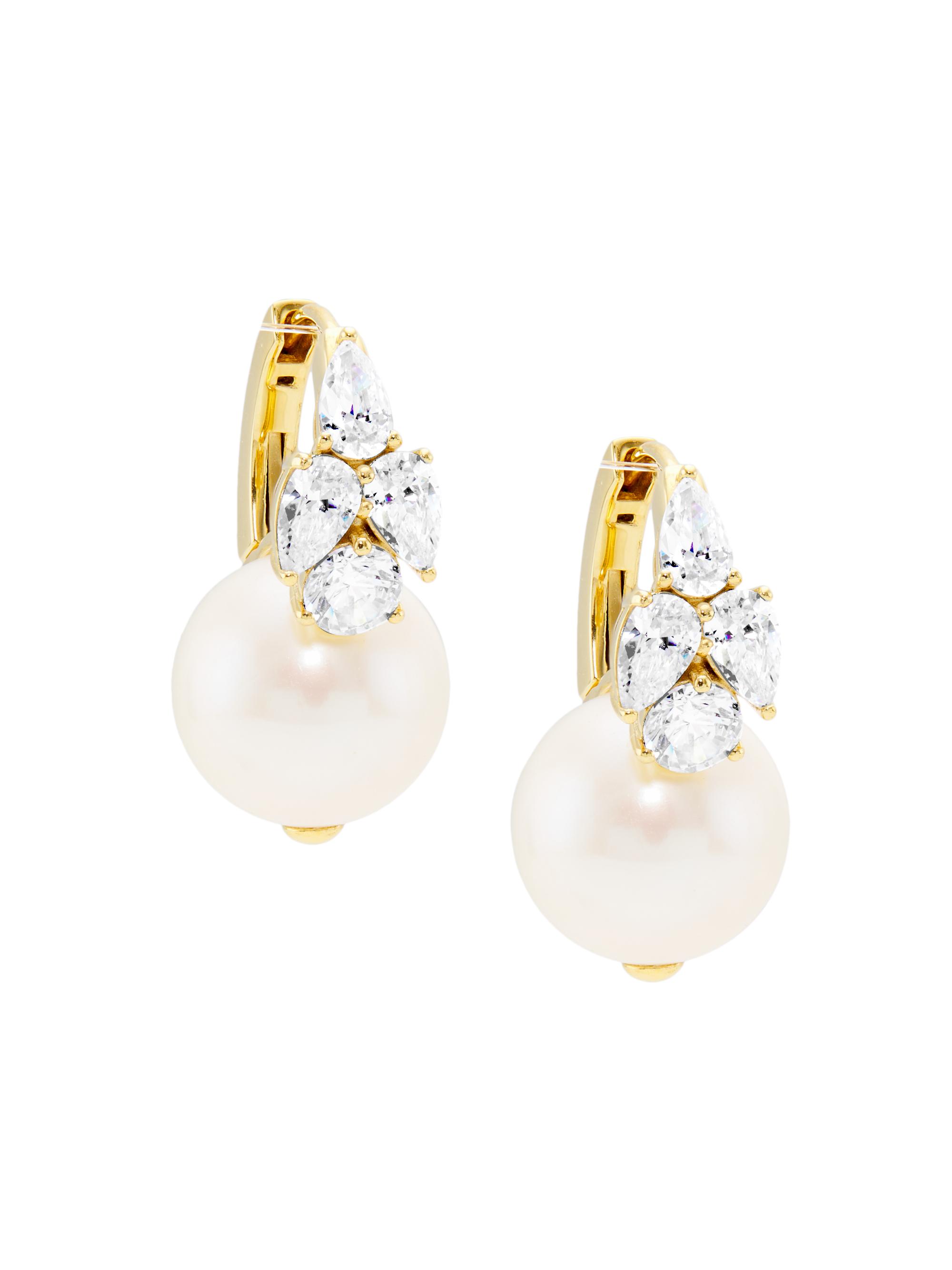 Adriana Orsini Women's Versailles 18K-Gold-Plated, Cubic Zirconia & Cultured Freshwater Pearl Drop Earrings - Gold