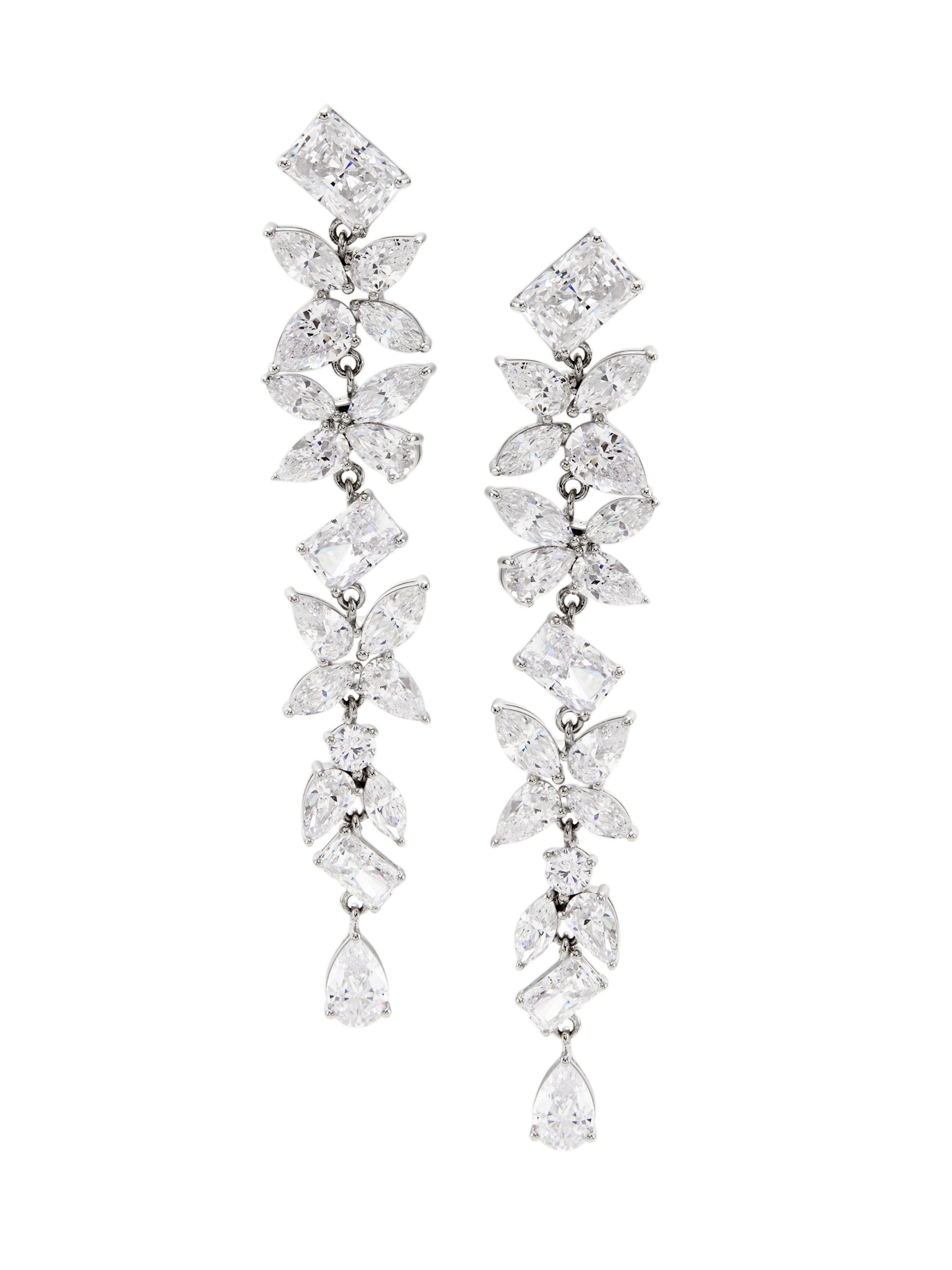 Adriana Orsini Women's Versailles Rhodium-Plated & Cubic Zirconia Floral Drop Earrings - Silver