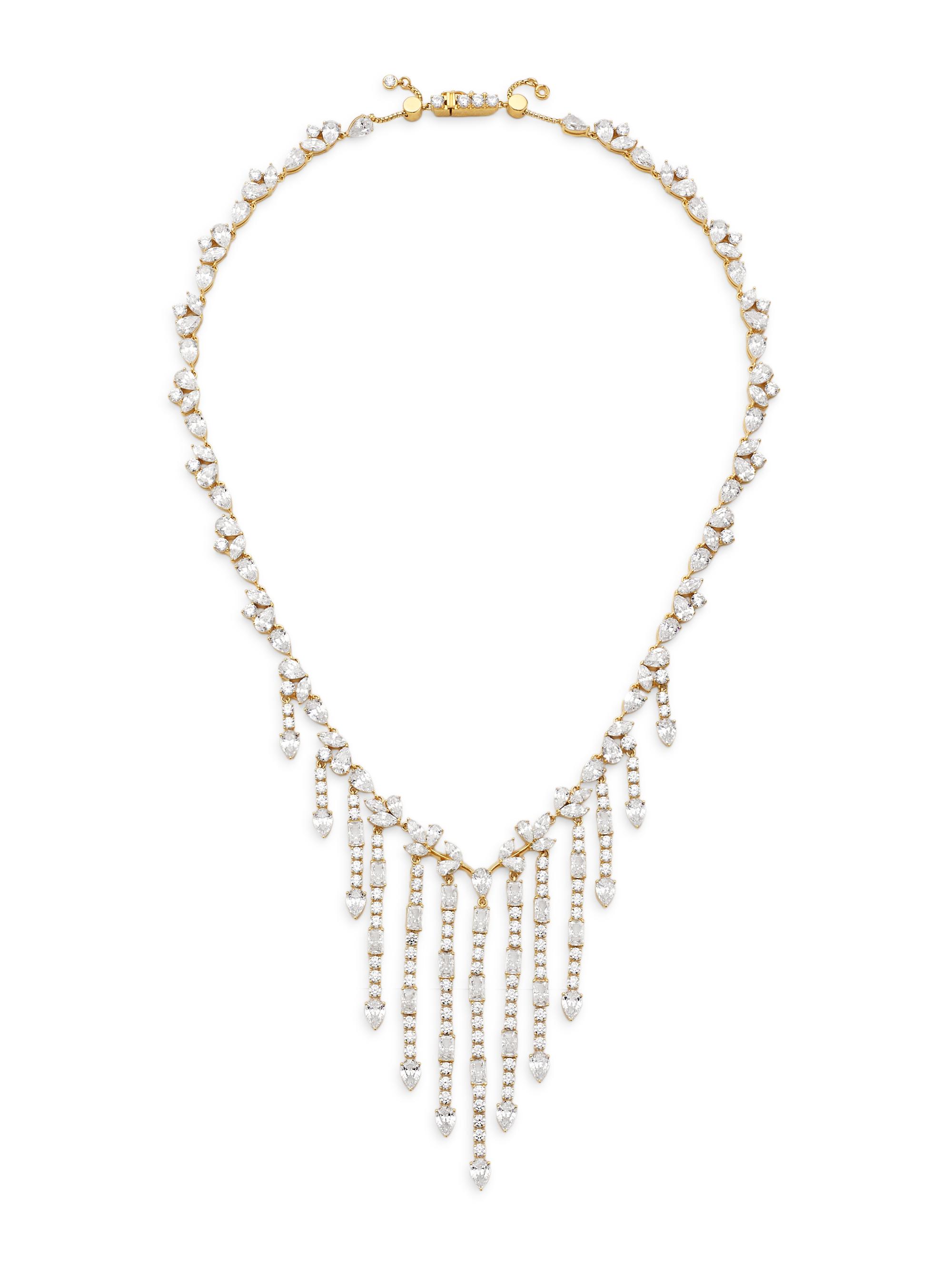 Adriana Orsini Women's Versailles 18K-Gold-Plated & Cubic Zirconia Fringe Necklace - Gold