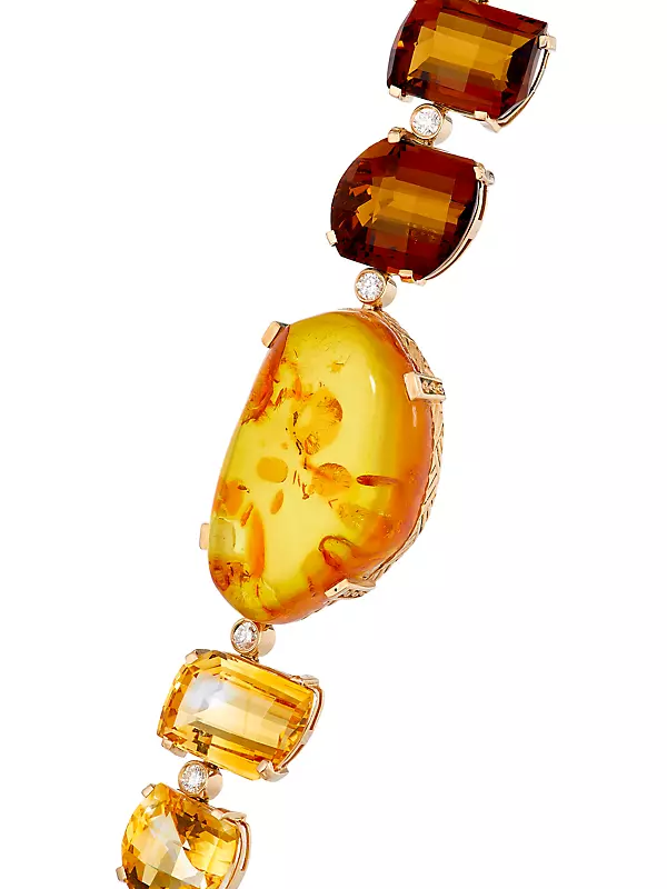 Luxury 18K Yellow Gold & Multi-Stone Necklace
