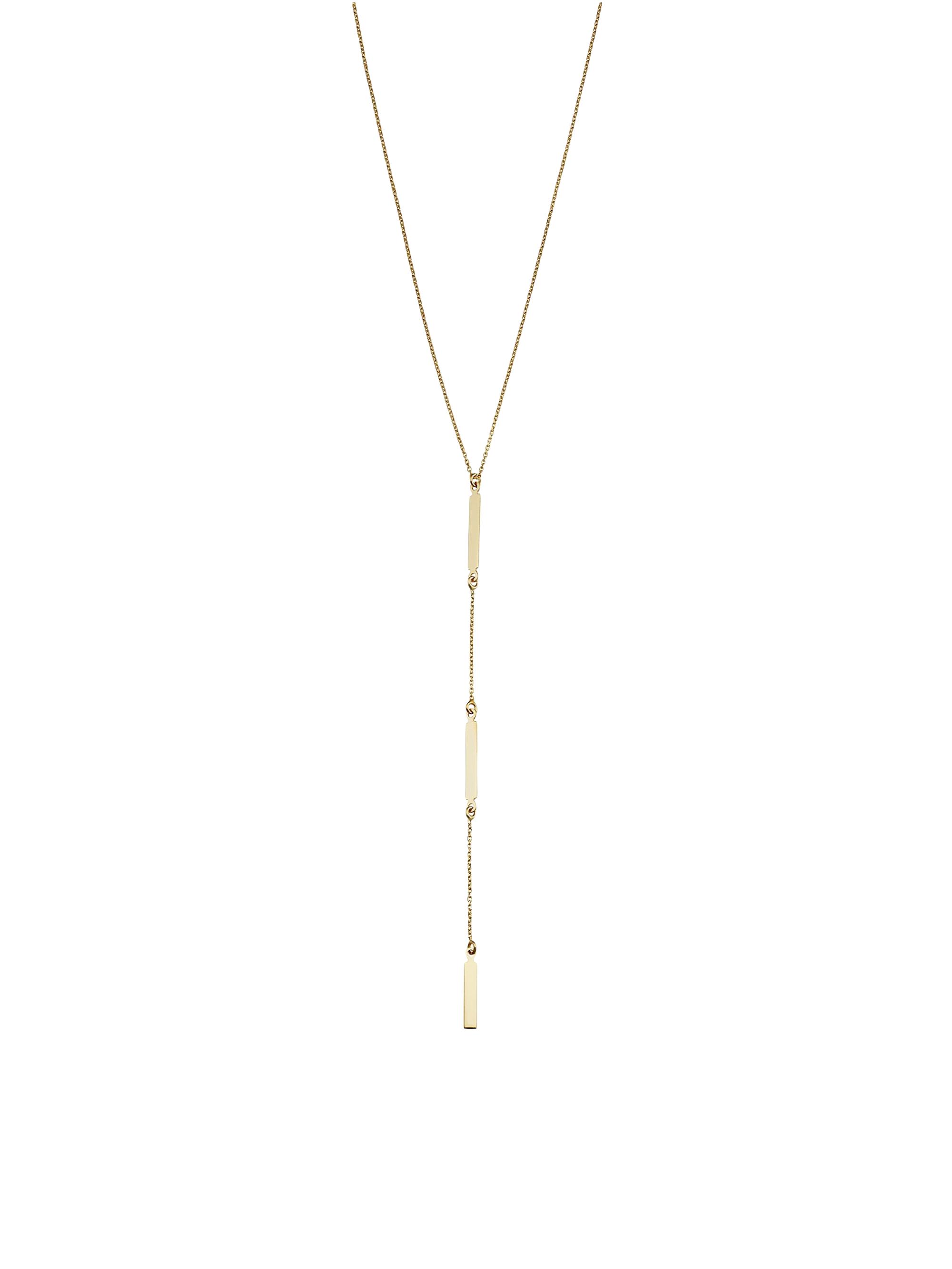 Oradina Women's 14K Yellow Solid Gold Brooklyn Bar Station Drop Necklace - Yellow Gold