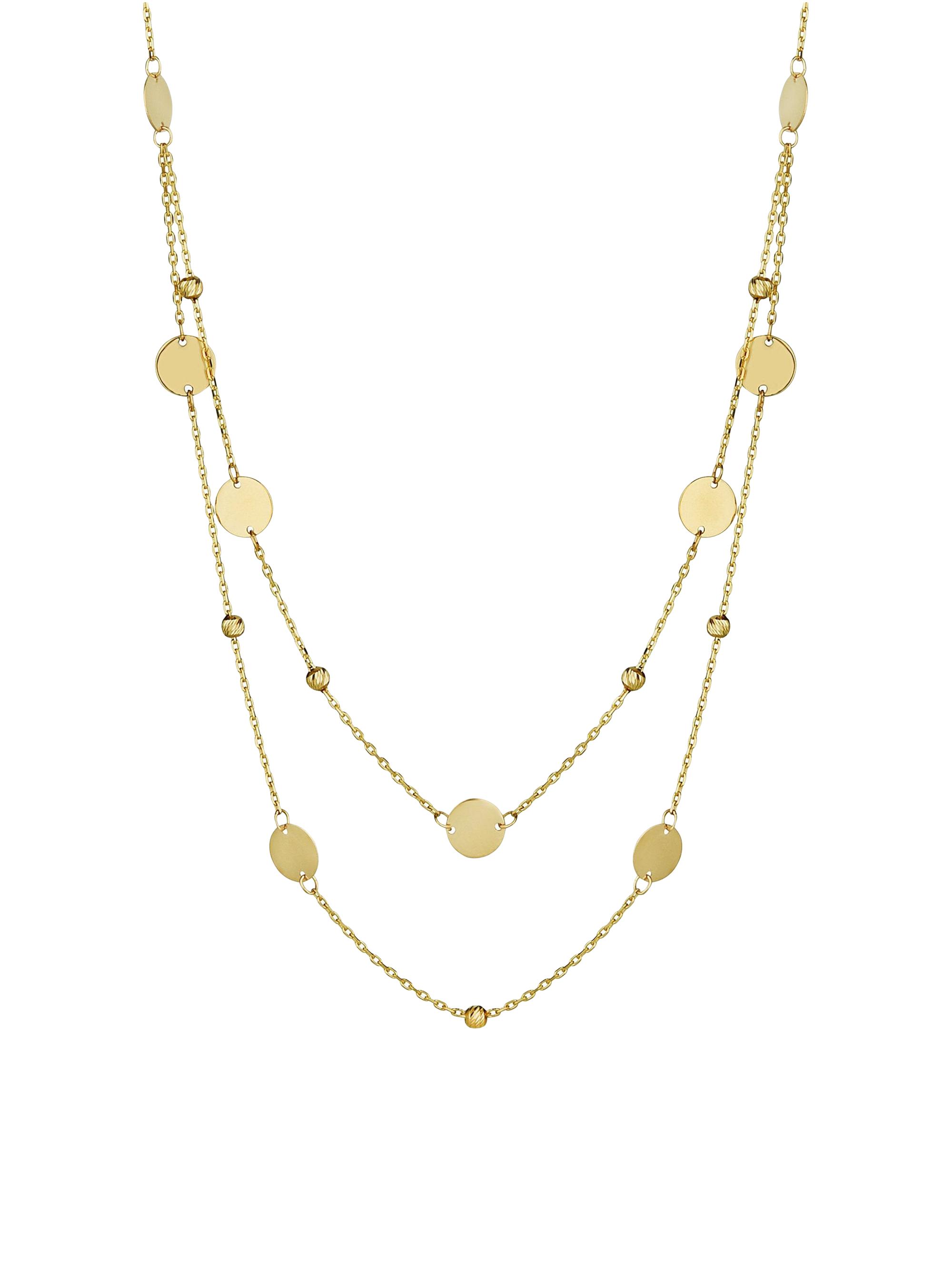 Oradina Women's 14K Yellow Solid Gold Manhattan Layered Station Necklace - Yellow Gold