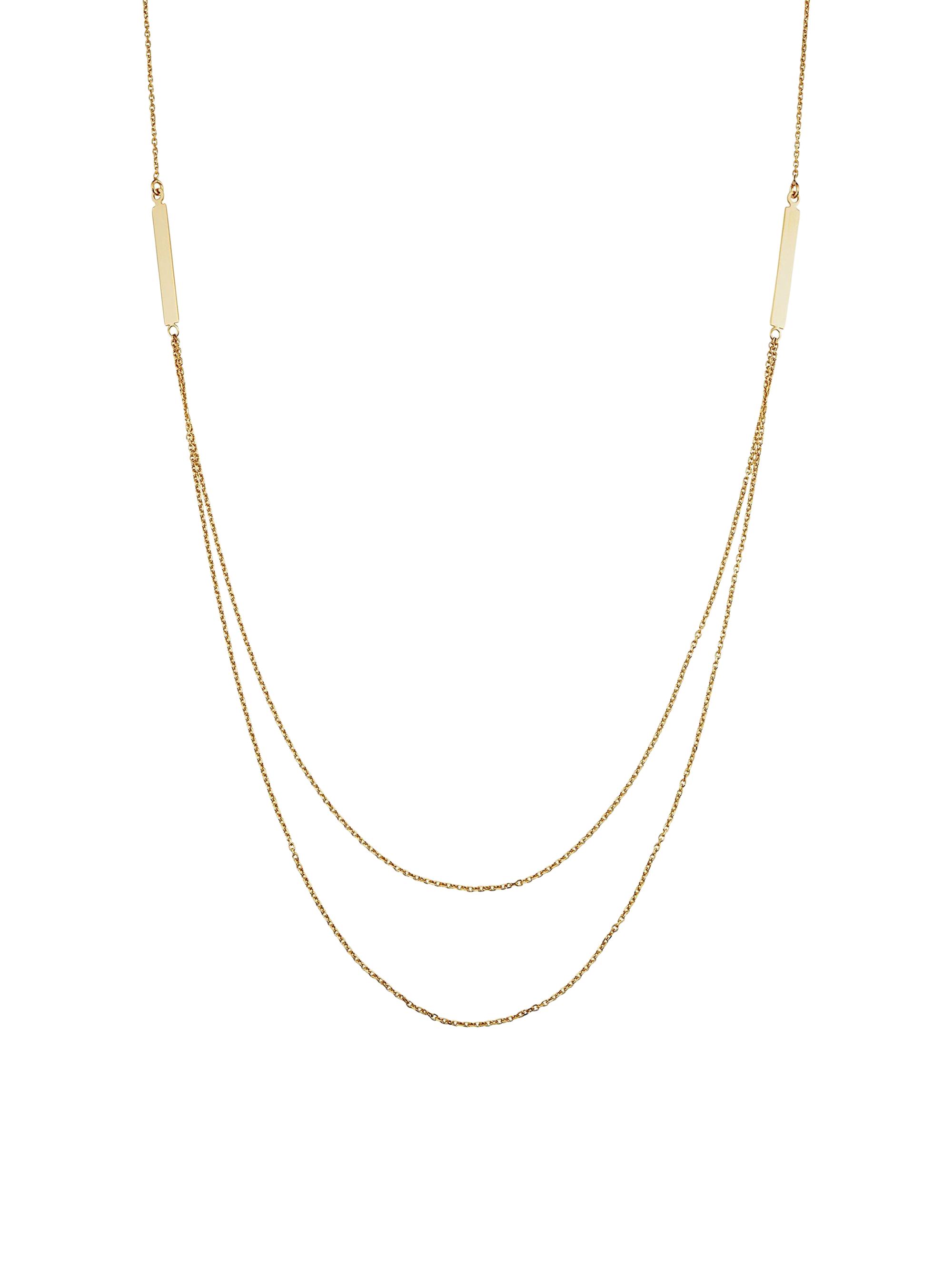Oradina Women's 14K Yellow Solid Gold Brooklyn Bar Layered Necklace - Yellow Gold