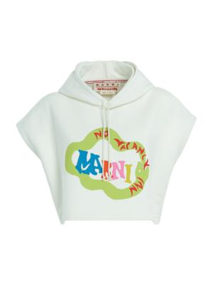 Marni logo-print hoodie - White