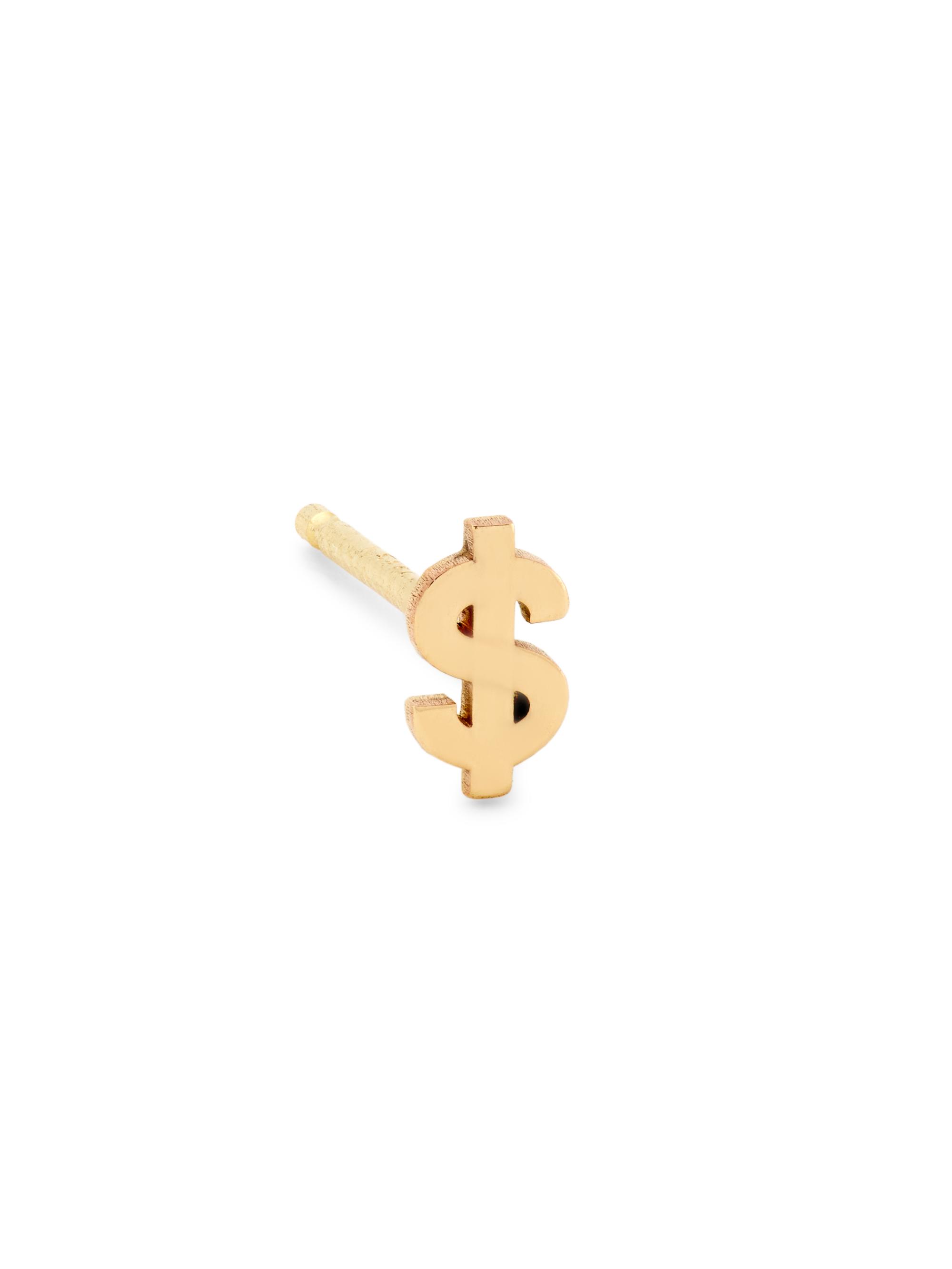 Zoë Chicco Women's Itty Bitty Symbols 14K Yellow Gold Dollar Sign Stud Earring - Yellow Gold
