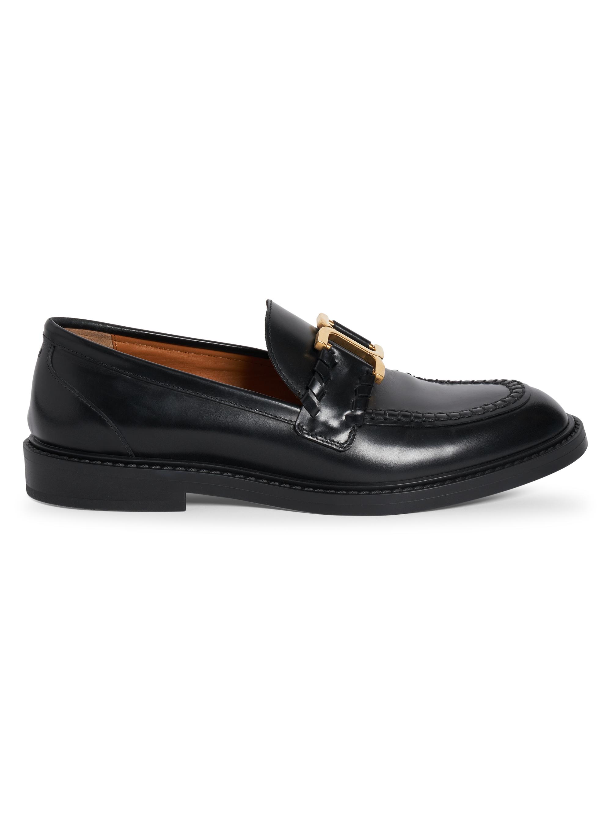 Chloé Women's Marcie Logo Buckle Leather Loafers - Black