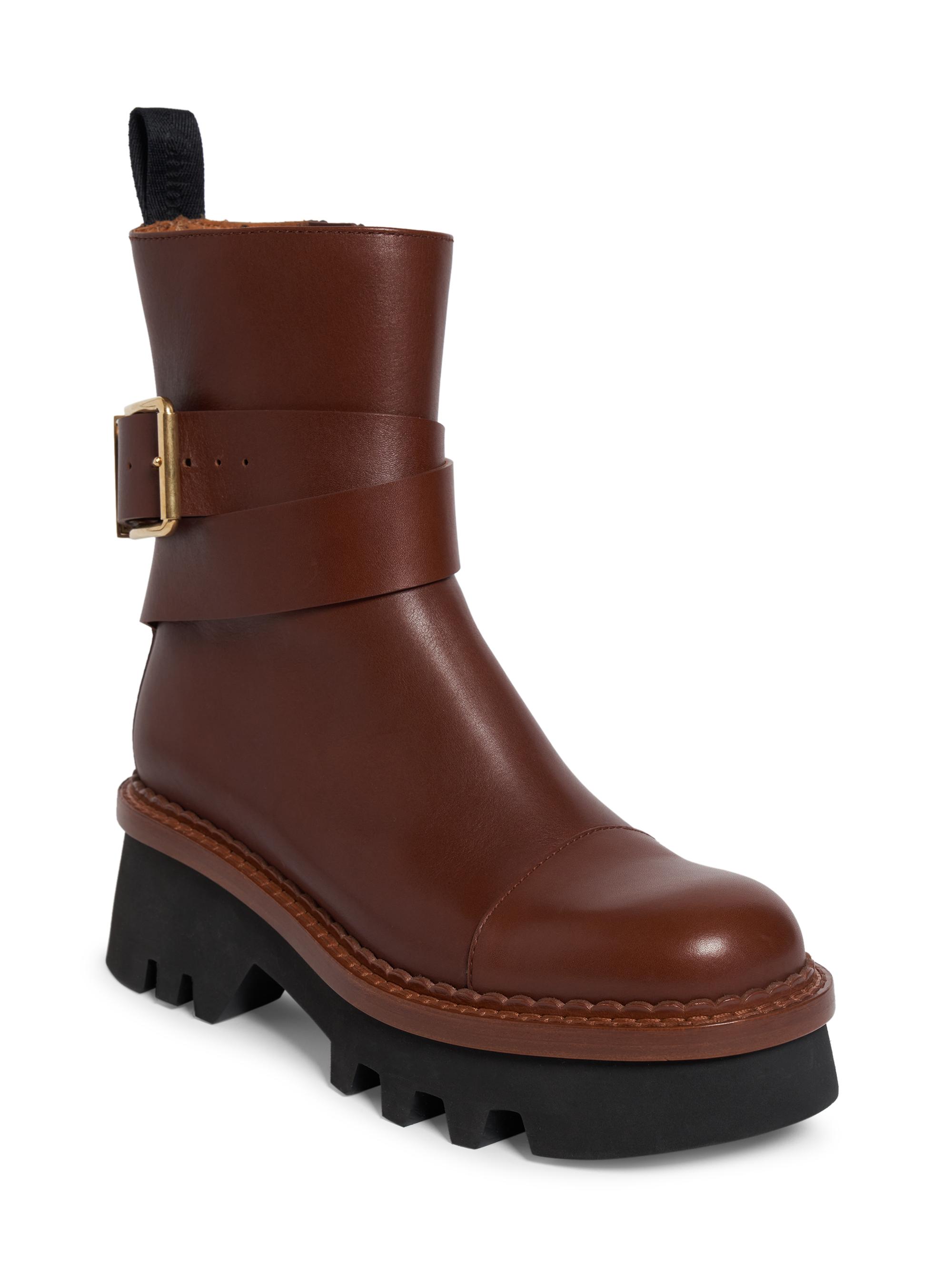 【Chloe】クロエ Owena アンクルブーツ EU38.5 Chloé Owena Leather Lug-Sole Boots | Saks Fifth Avenue