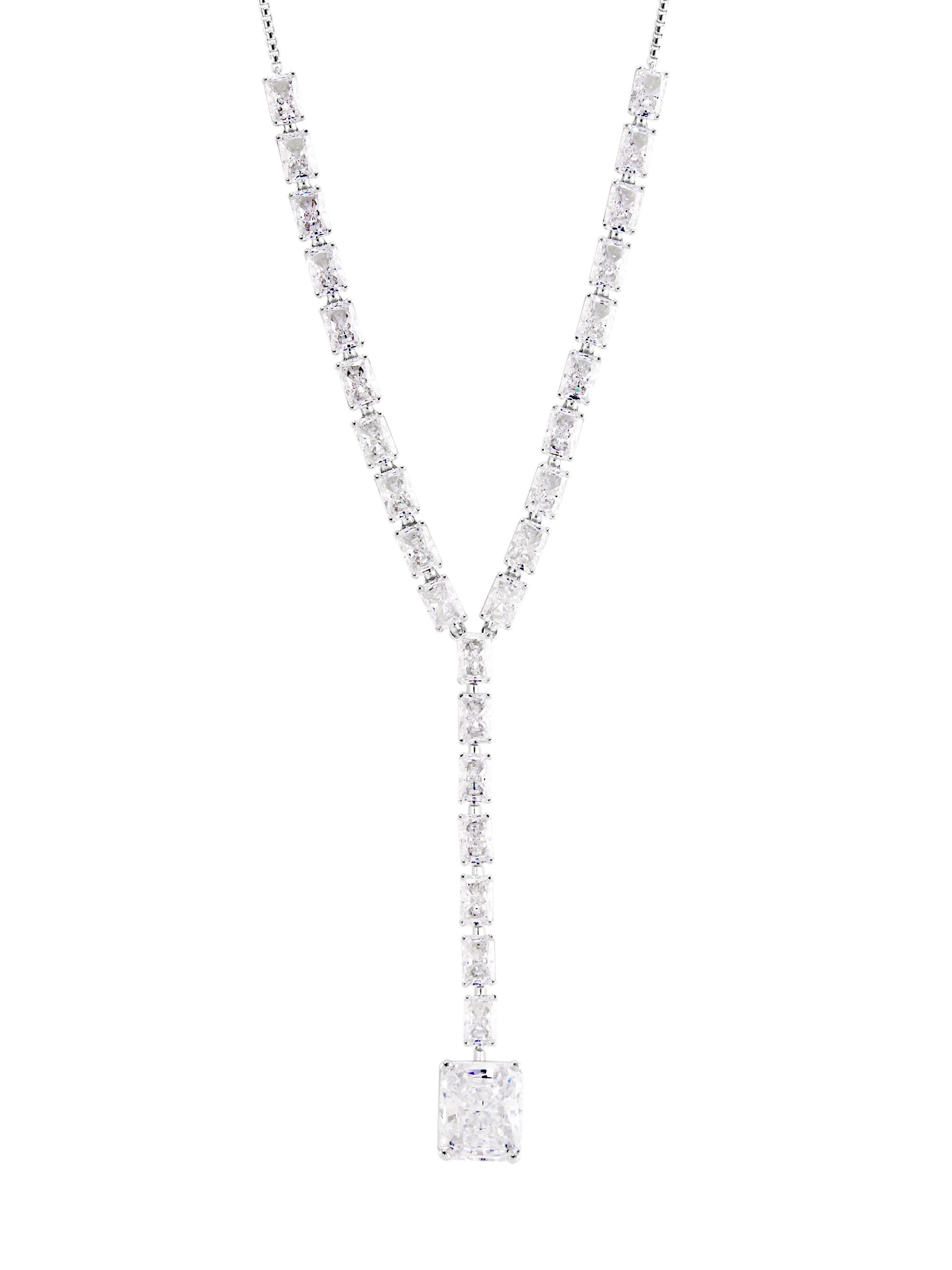 Adriana Orsini Women's Naomi Rhodium-Plated & Cubic Zirconia Y Necklace - Silver