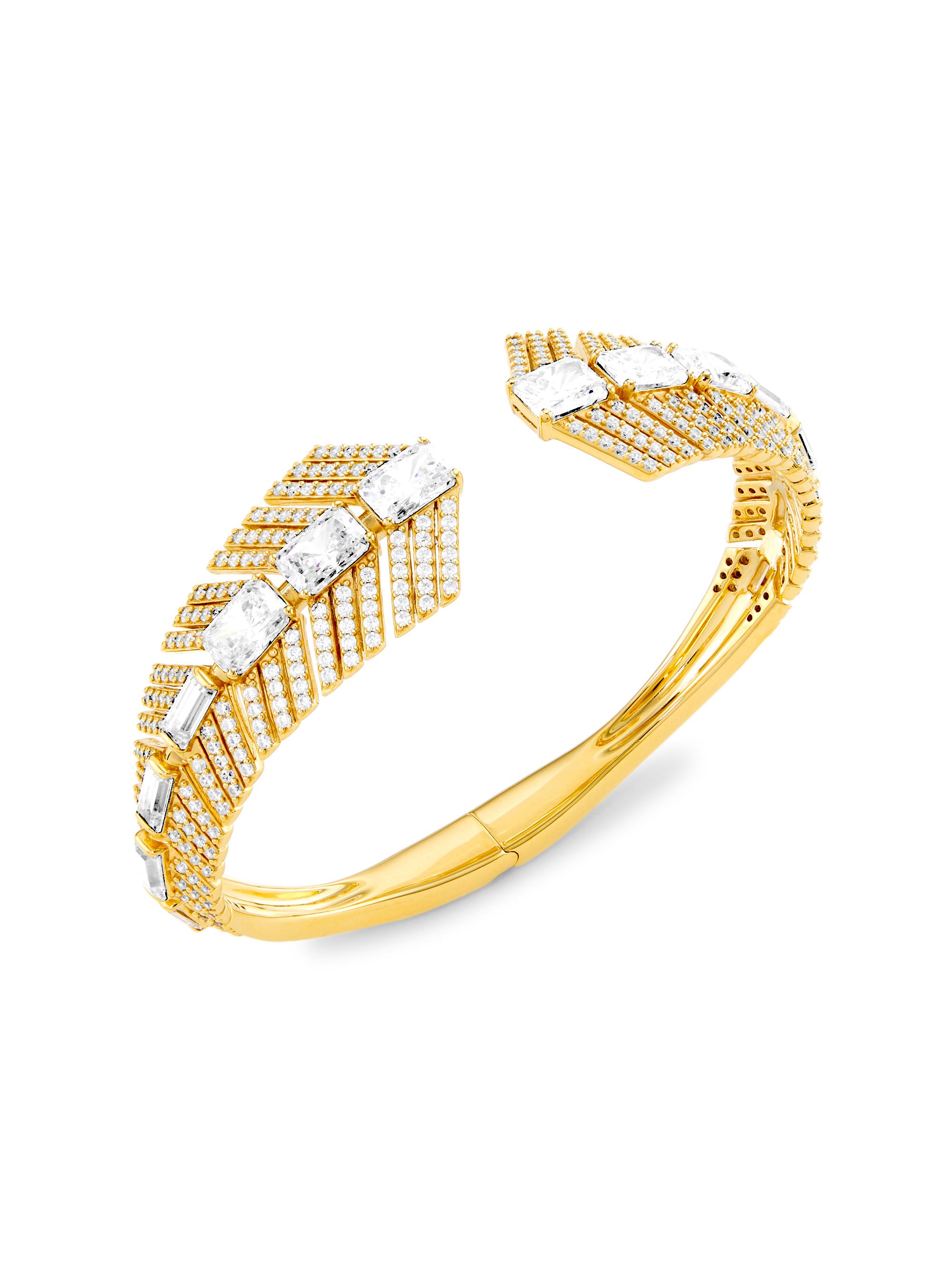Adriana Orsini Women's Naomi 18K-Gold-Plated & Cubic Zirconia Deco Hinge Cuff - Gold