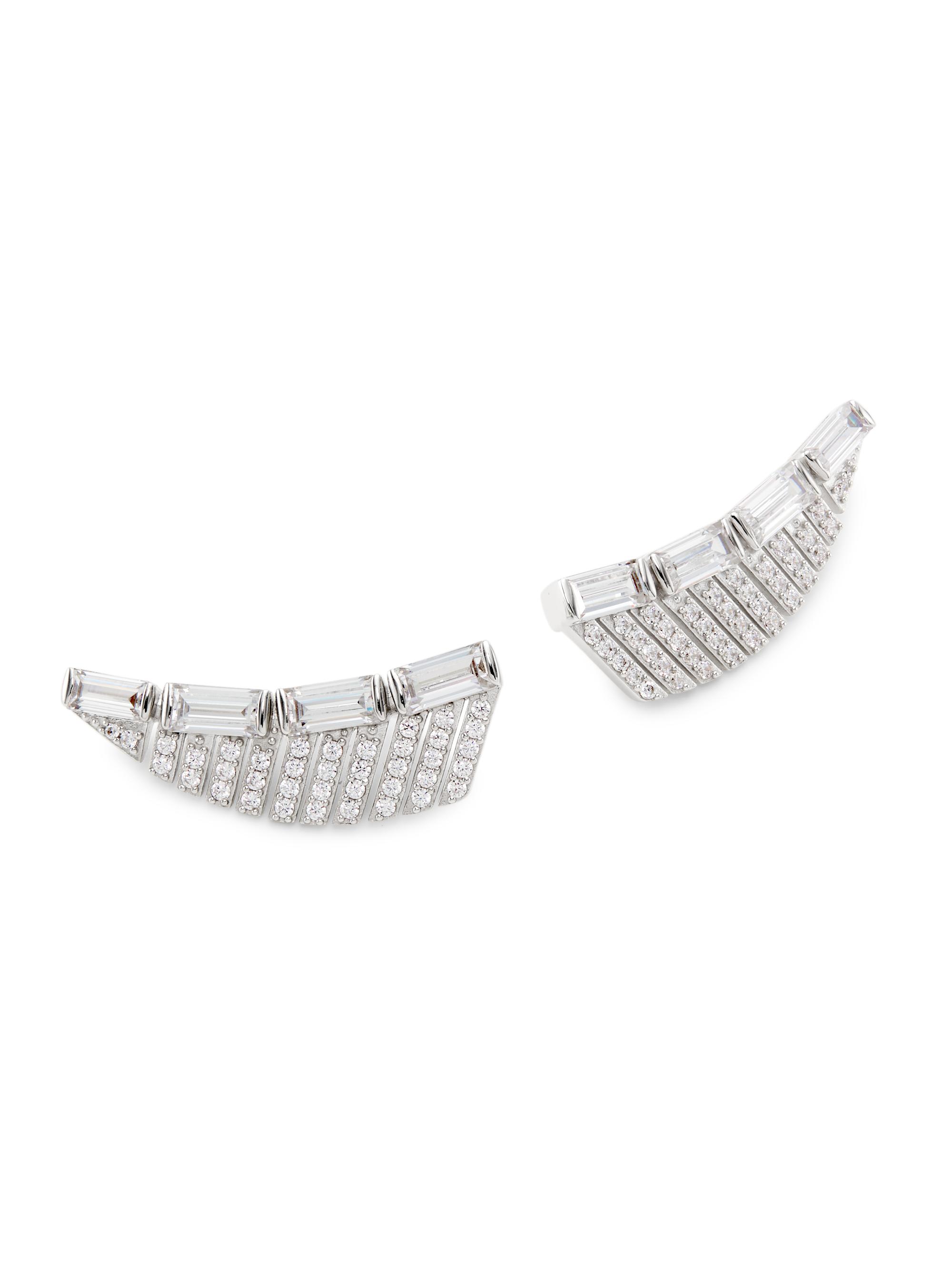 Adriana Orsini Women's Naomi Deco Sterling Silver & Cubic Zirconia Ear Climbers - Silver
