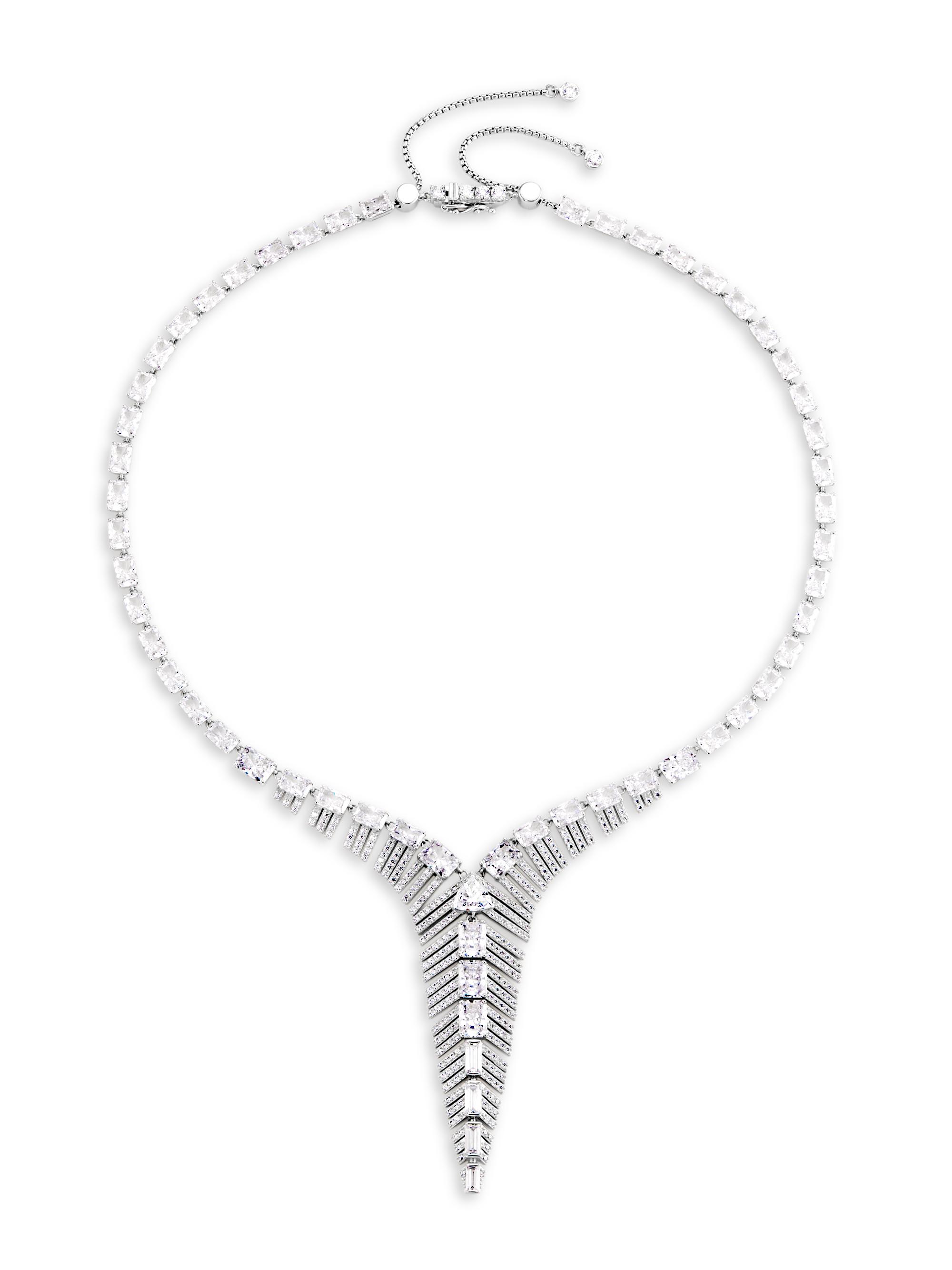 Adriana Orsini Women's Naomi Sterling Silver & Cubic Zirconia Deco Y-Necklace - Silver
